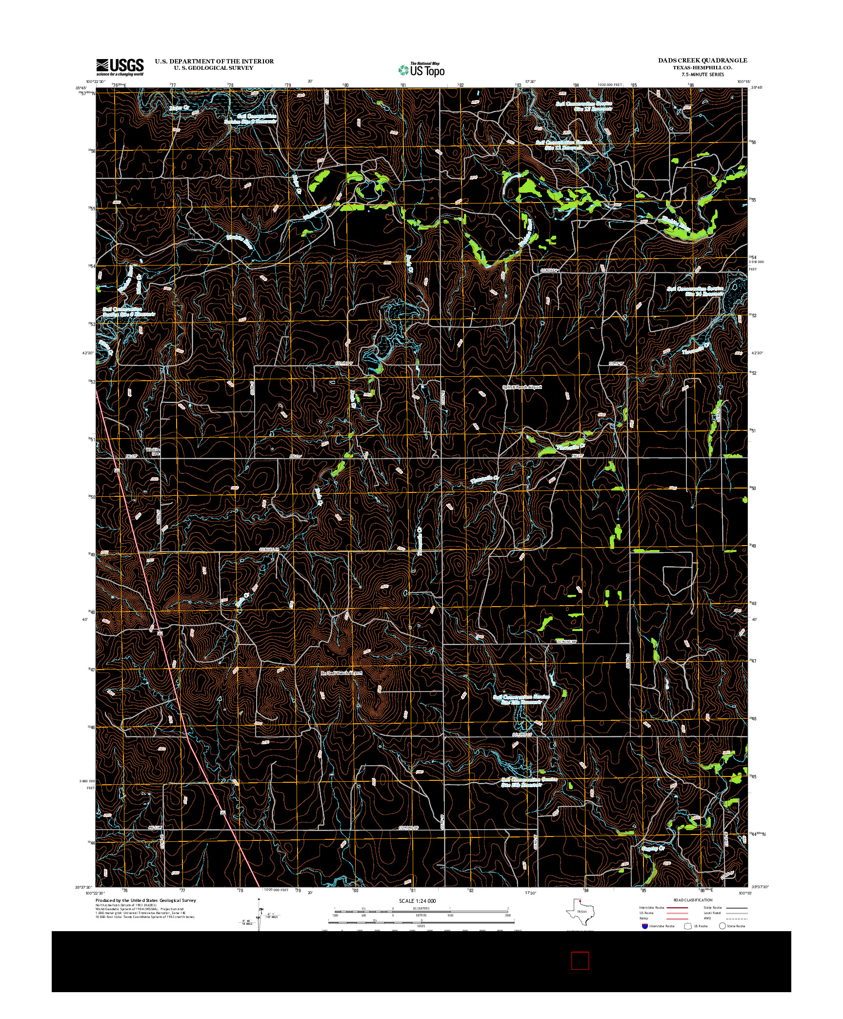 USGS US TOPO 7.5-MINUTE MAP FOR DADS CREEK, TX 2012