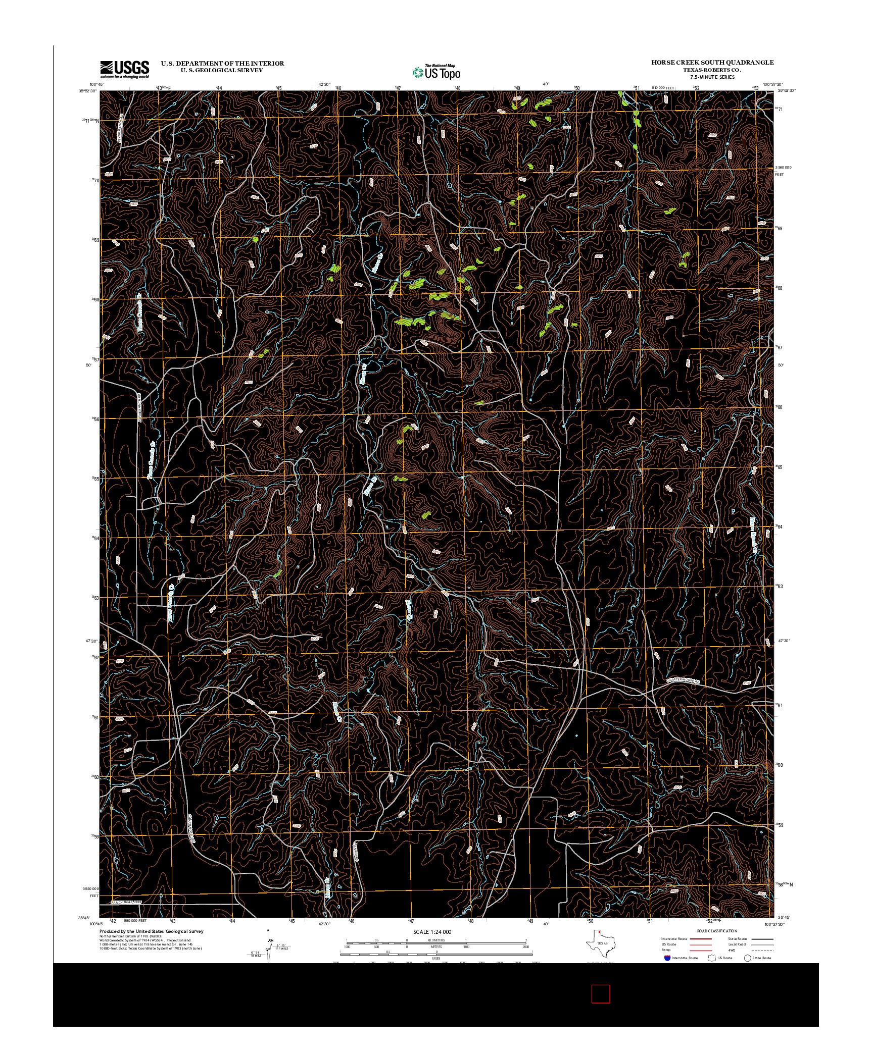 USGS US TOPO 7.5-MINUTE MAP FOR HORSE CREEK SOUTH, TX 2012