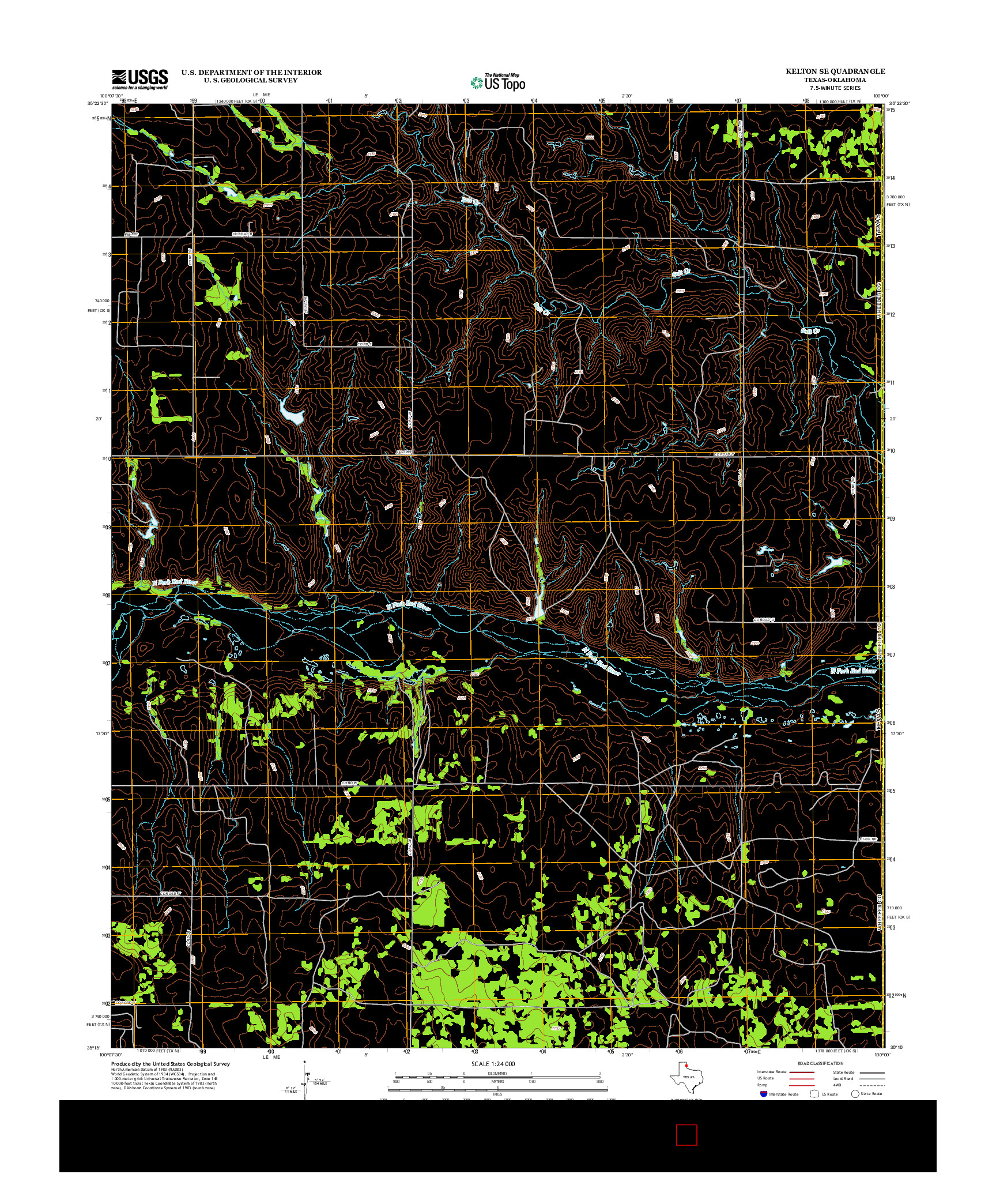 USGS US TOPO 7.5-MINUTE MAP FOR KELTON SE, TX-OK 2012