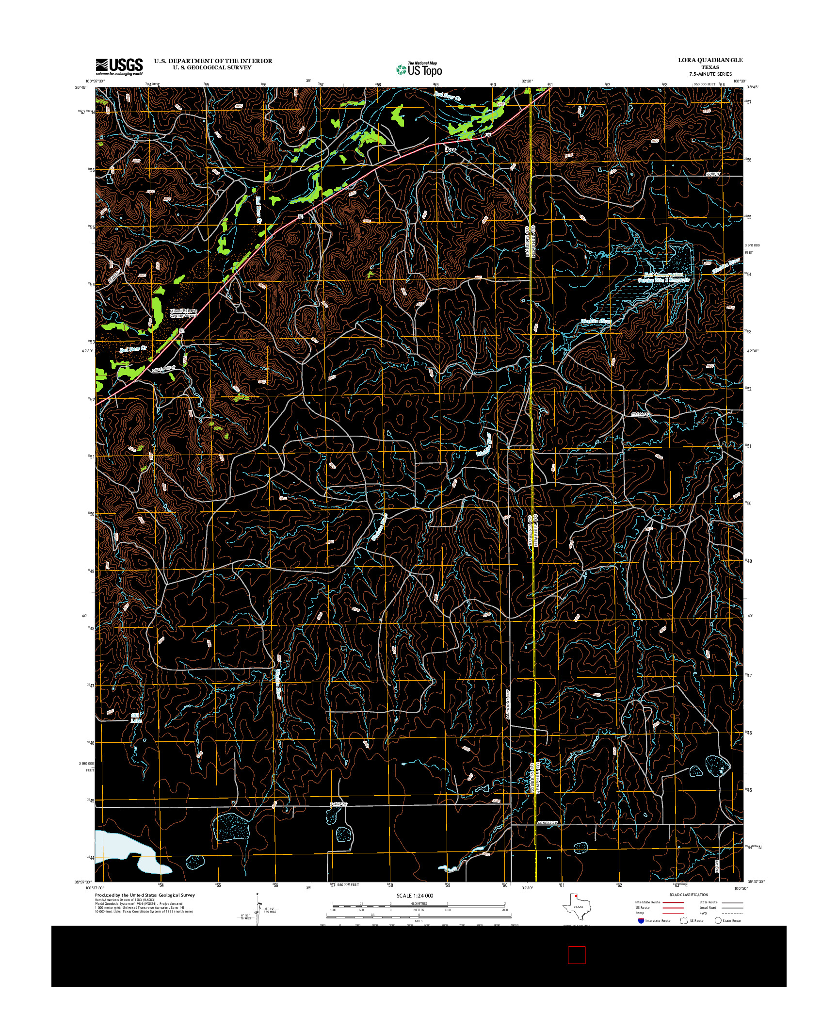 USGS US TOPO 7.5-MINUTE MAP FOR LORA, TX 2012