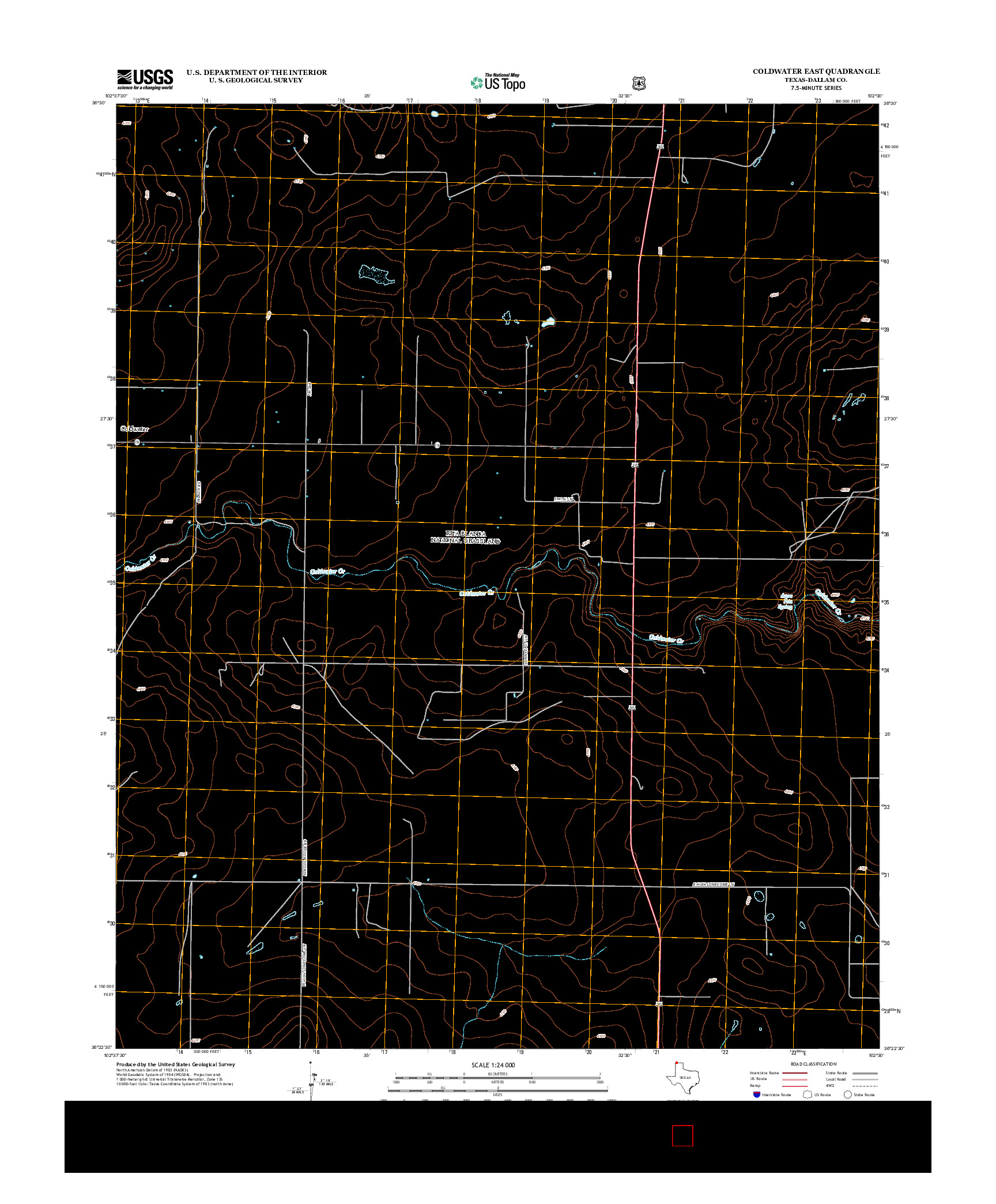 USGS US TOPO 7.5-MINUTE MAP FOR COLDWATER EAST, TX 2012