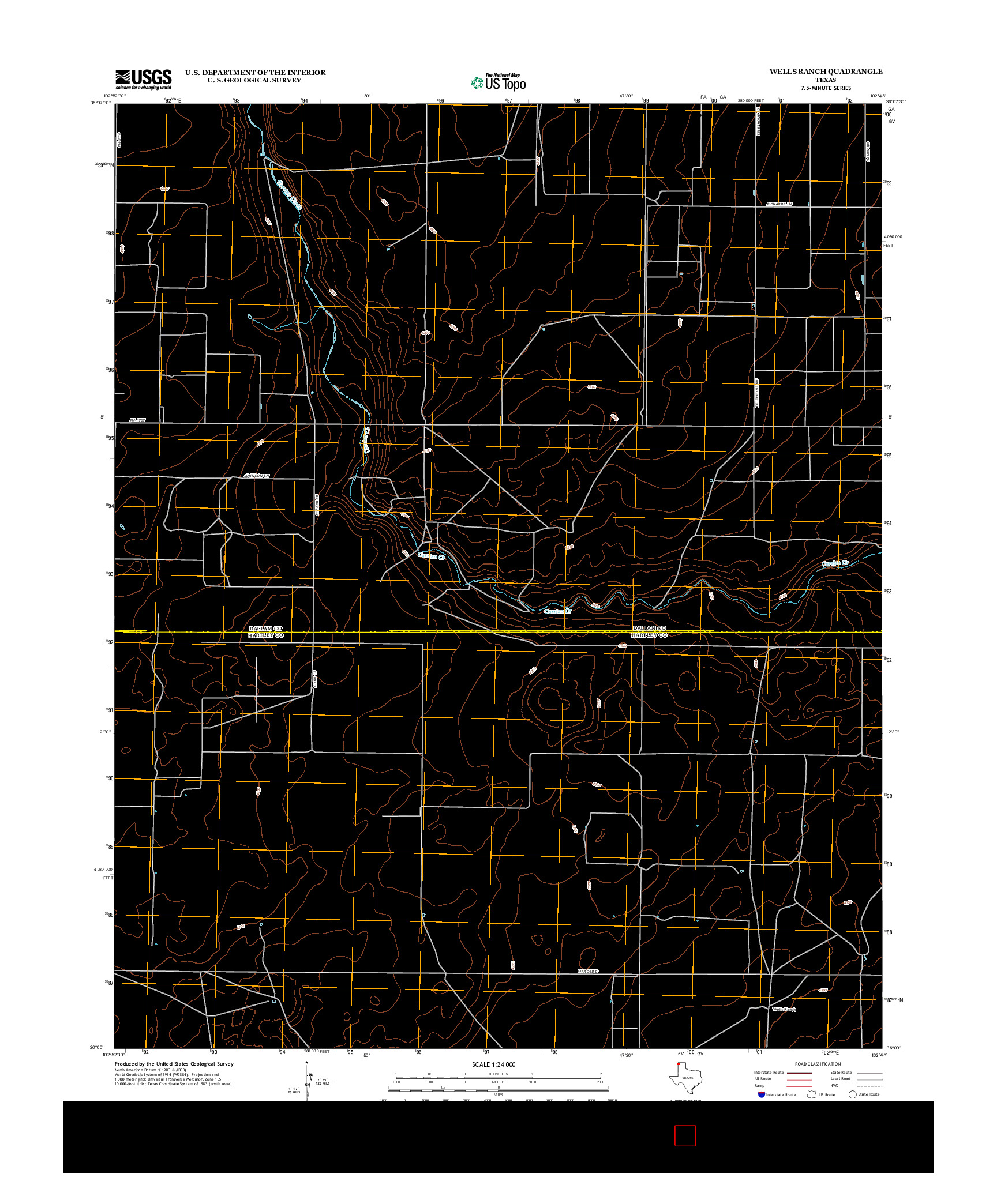 USGS US TOPO 7.5-MINUTE MAP FOR WELLS RANCH, TX 2012