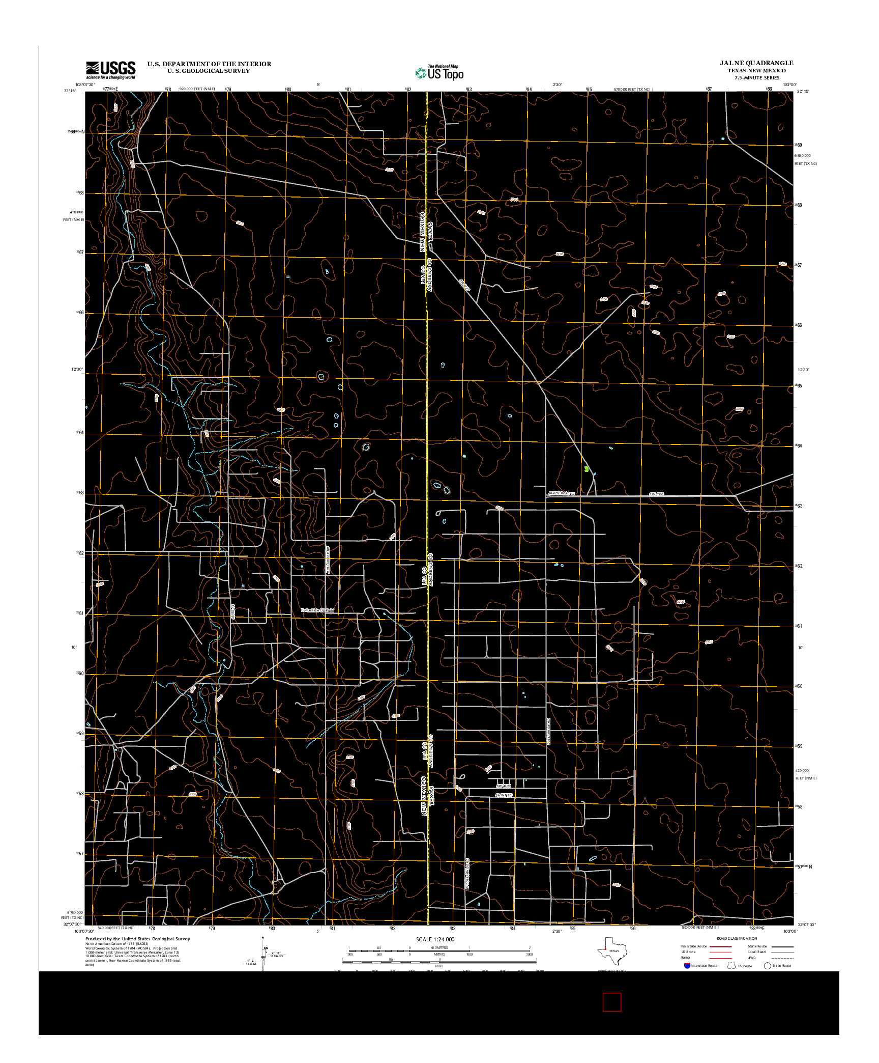 USGS US TOPO 7.5-MINUTE MAP FOR JAL NE, TX-NM 2012