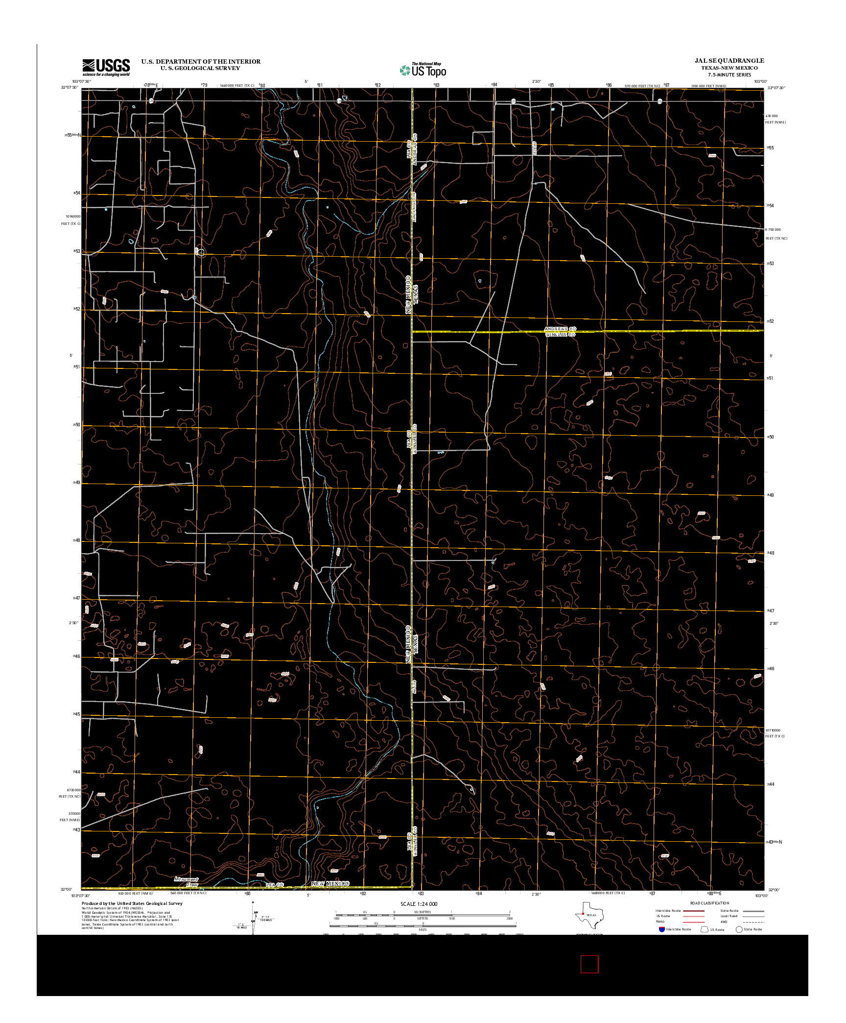 USGS US TOPO 7.5-MINUTE MAP FOR JAL SE, TX-NM 2012