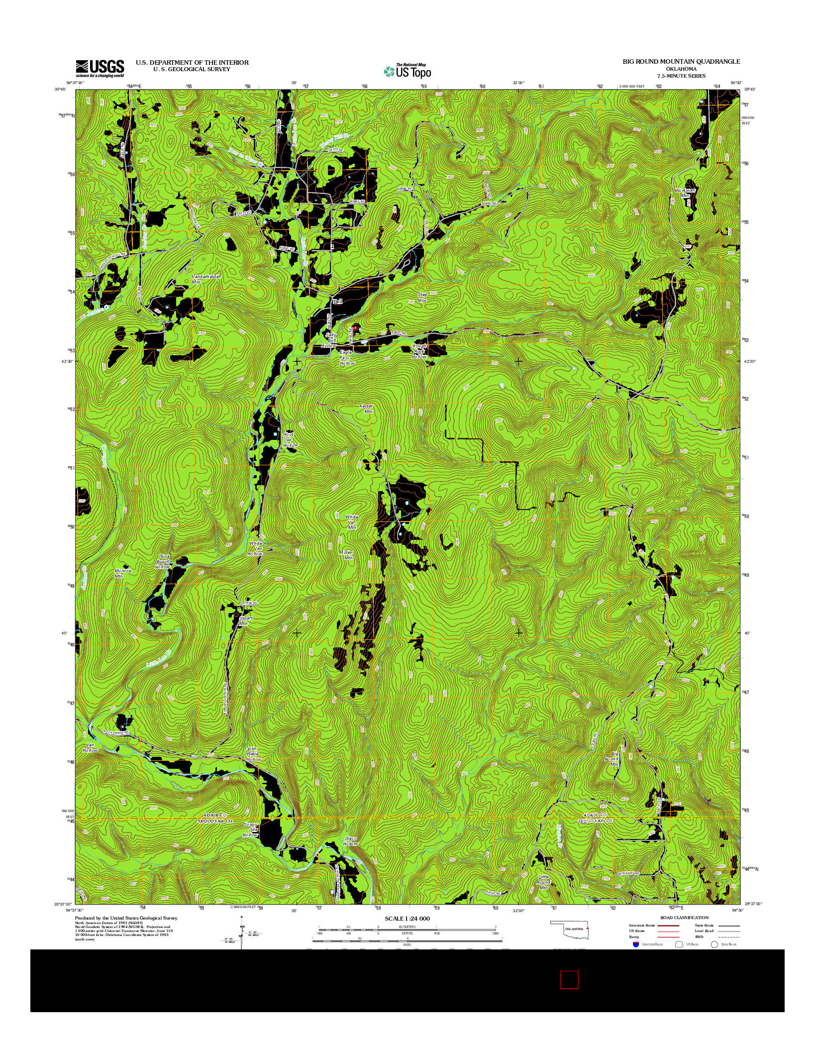 USGS US TOPO 7.5-MINUTE MAP FOR BIG ROUND MOUNTAIN, OK 2012