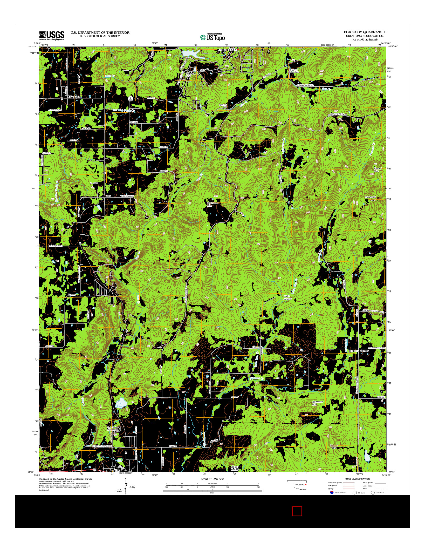 USGS US TOPO 7.5-MINUTE MAP FOR BLACKGUM, OK 2012