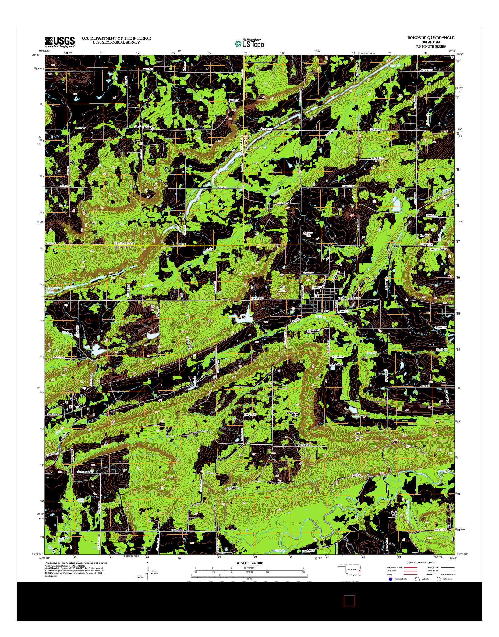 USGS US TOPO 7.5-MINUTE MAP FOR BOKOSHE, OK 2012