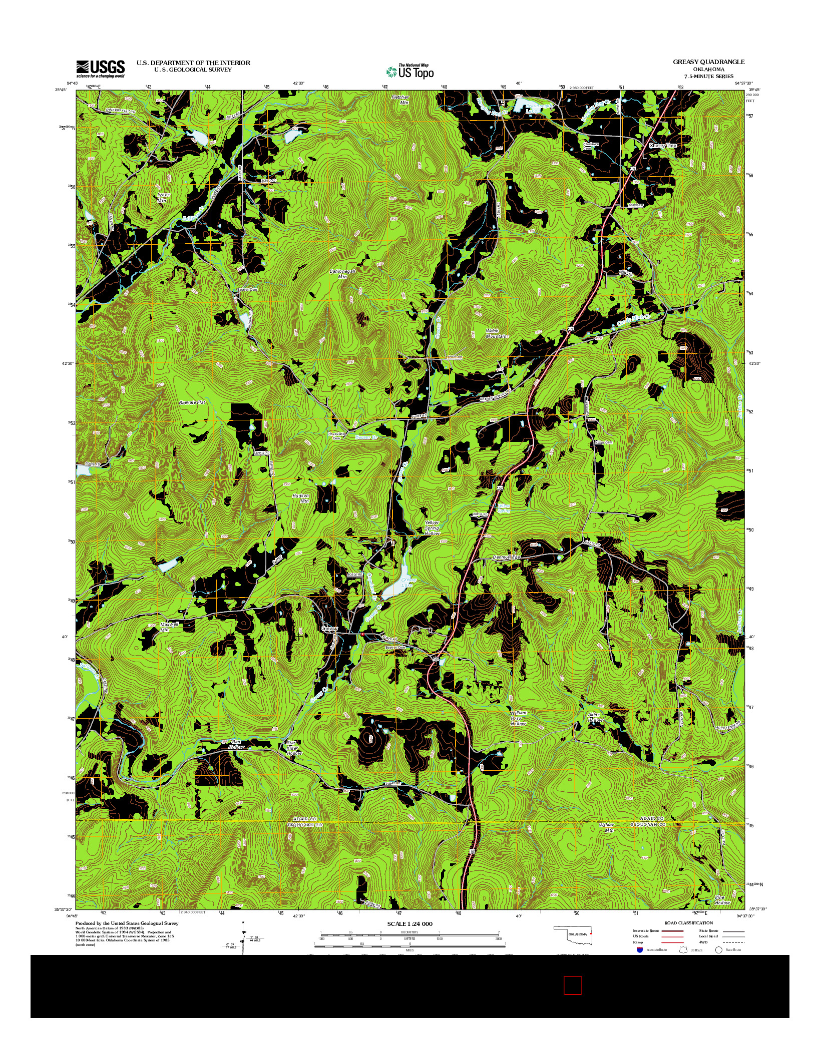 USGS US TOPO 7.5-MINUTE MAP FOR GREASY, OK 2012