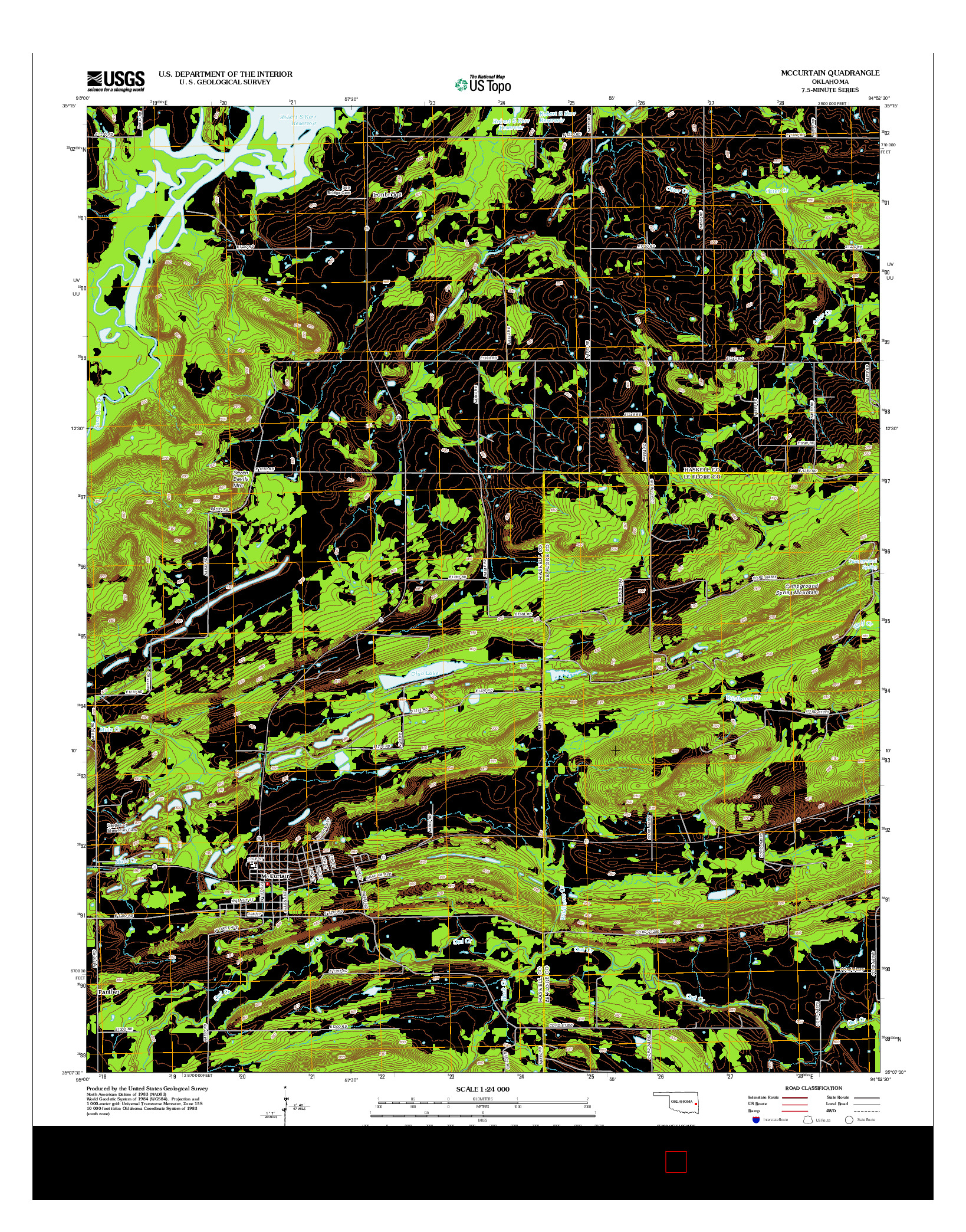 USGS US TOPO 7.5-MINUTE MAP FOR MCCURTAIN, OK 2012