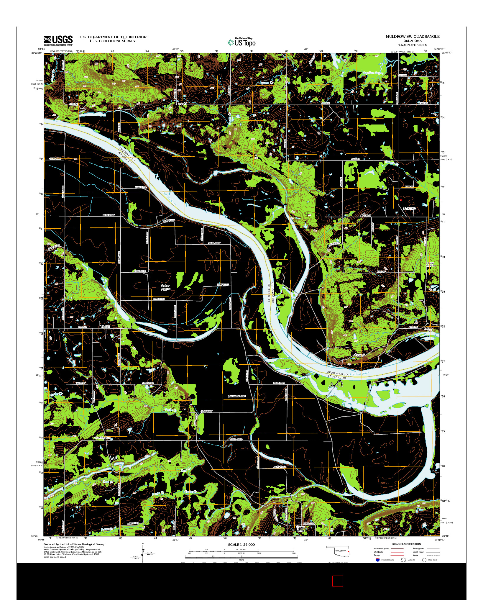USGS US TOPO 7.5-MINUTE MAP FOR MULDROW SW, OK 2012