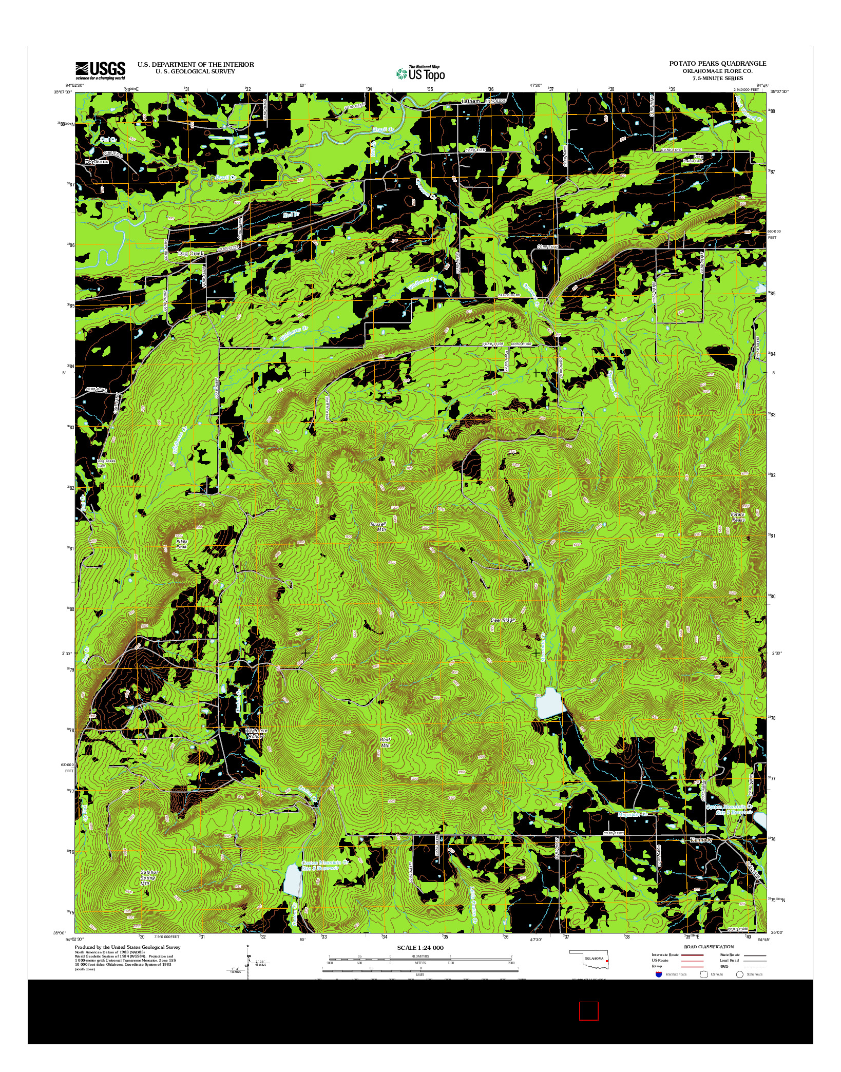 USGS US TOPO 7.5-MINUTE MAP FOR POTATO PEAKS, OK 2012