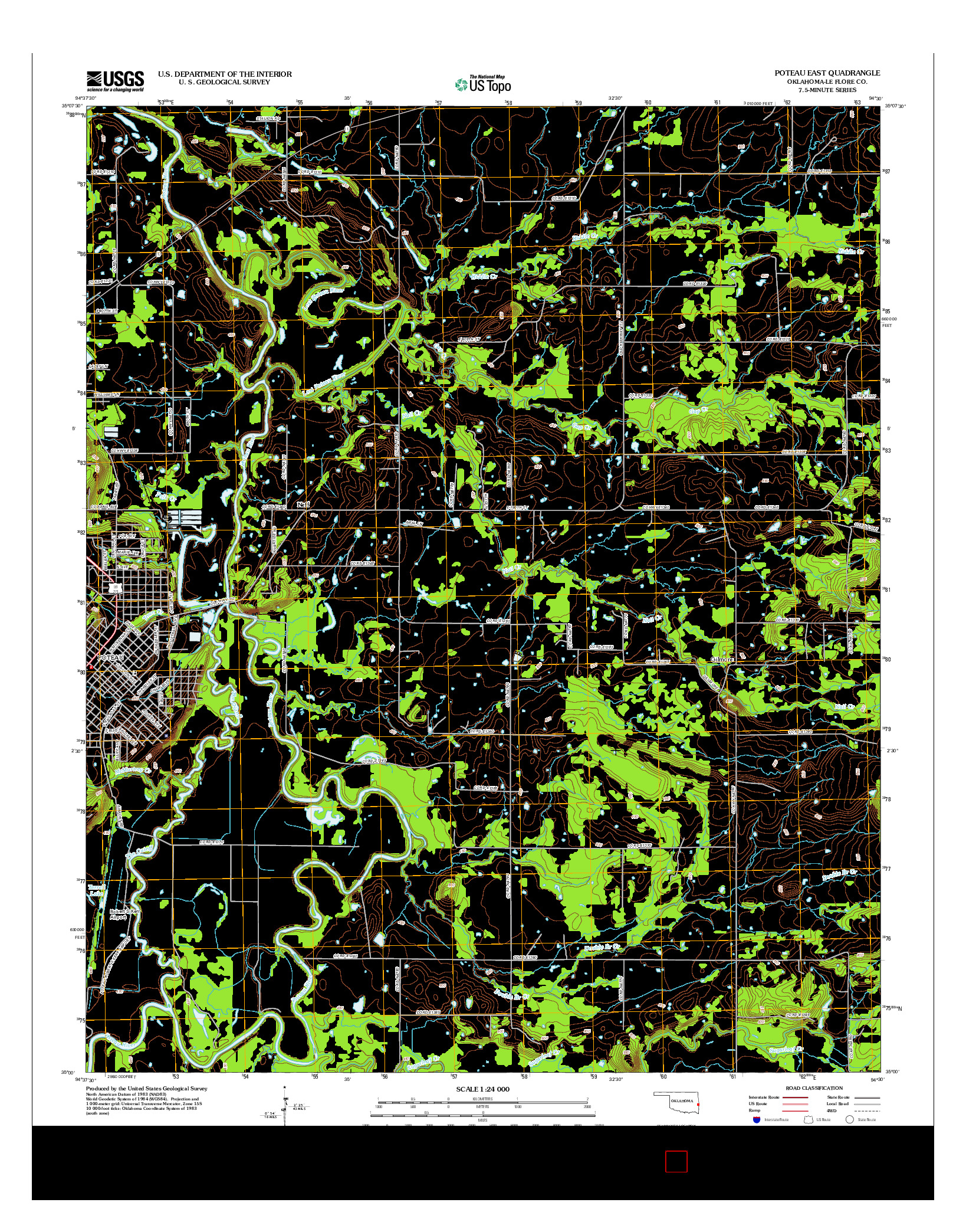 USGS US TOPO 7.5-MINUTE MAP FOR POTEAU EAST, OK 2012