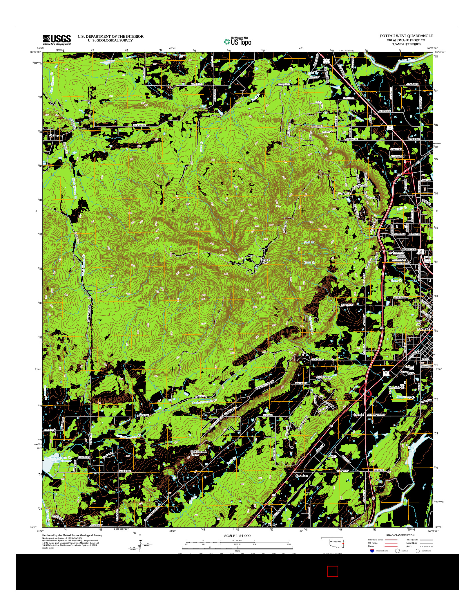 USGS US TOPO 7.5-MINUTE MAP FOR POTEAU WEST, OK 2012