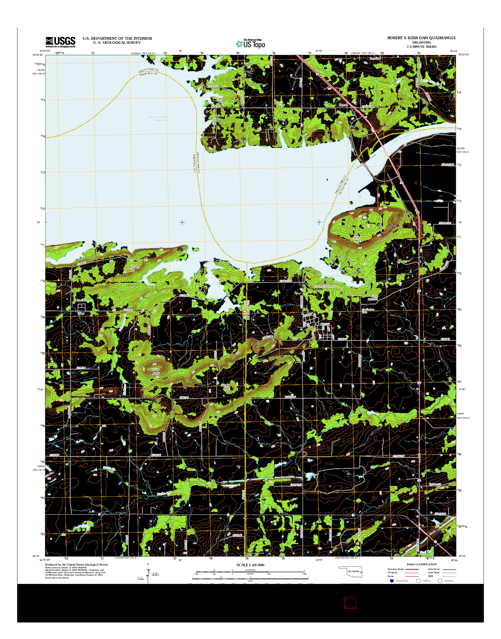 USGS US TOPO 7.5-MINUTE MAP FOR ROBERT S KERR DAM, OK 2012