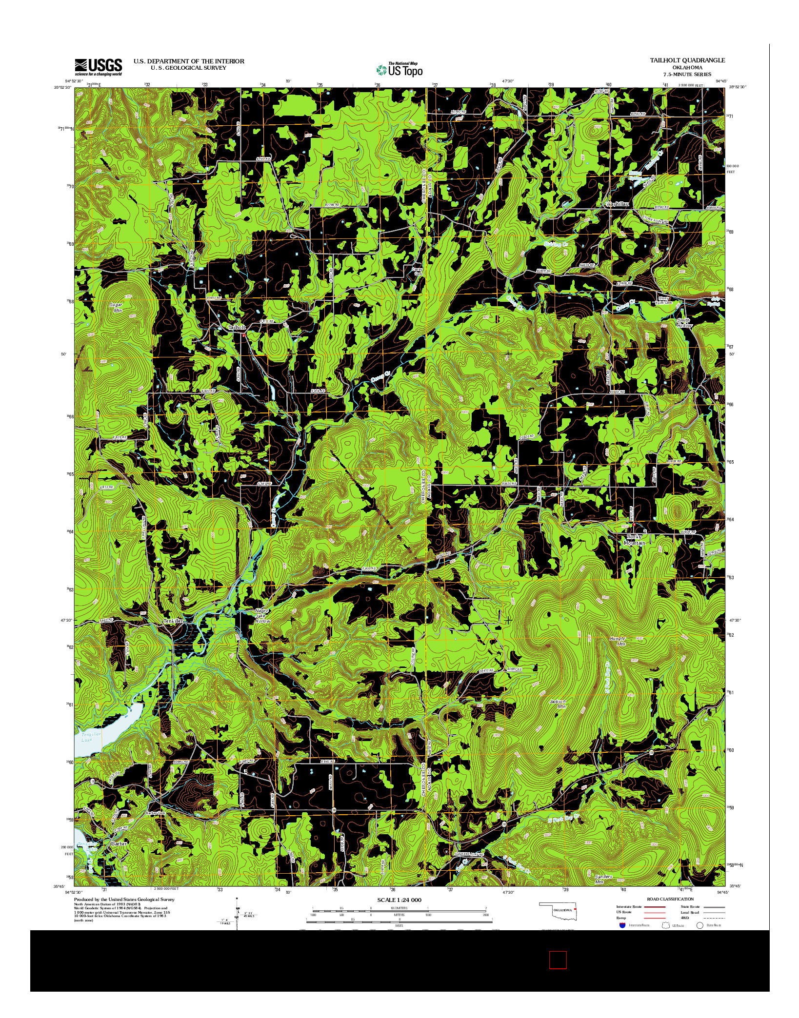 USGS US TOPO 7.5-MINUTE MAP FOR TAILHOLT, OK 2012