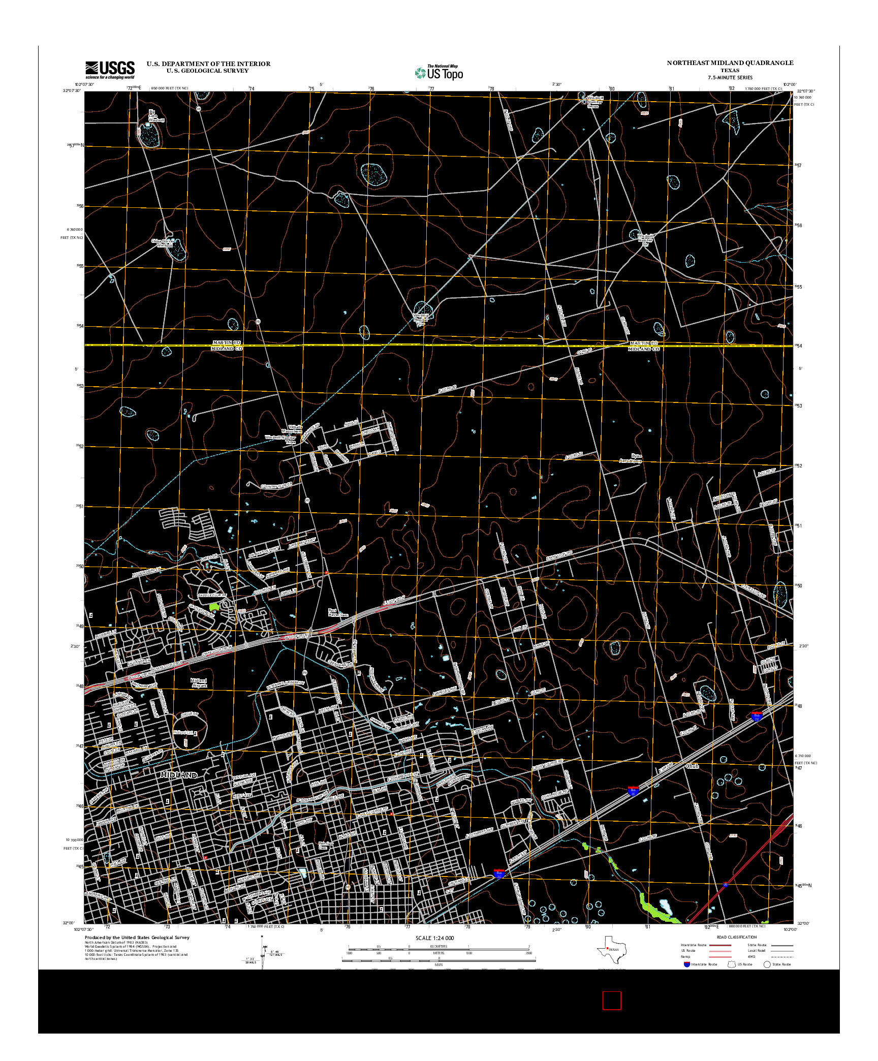 USGS US TOPO 7.5-MINUTE MAP FOR NORTHEAST MIDLAND, TX 2012