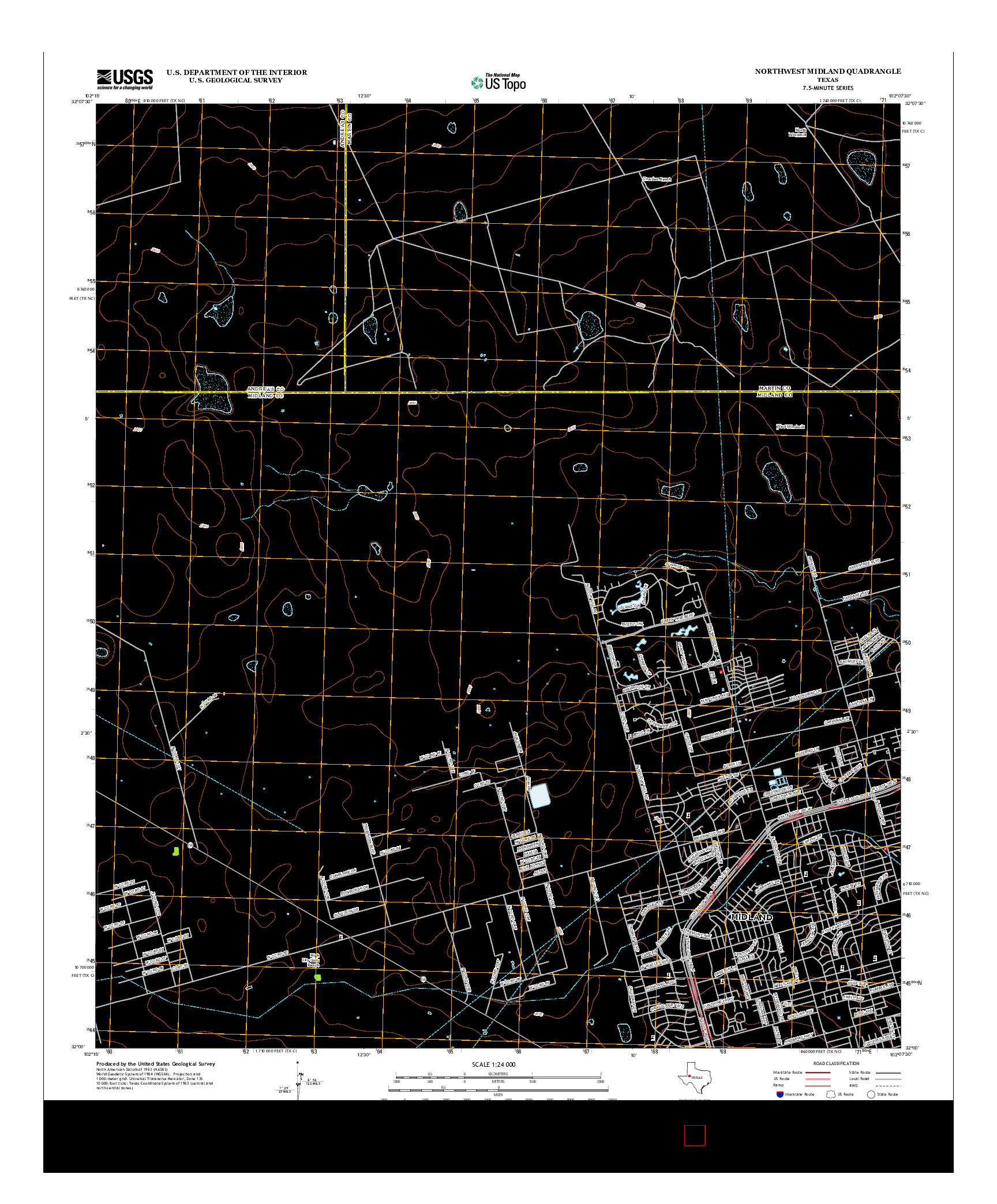 USGS US TOPO 7.5-MINUTE MAP FOR NORTHWEST MIDLAND, TX 2012
