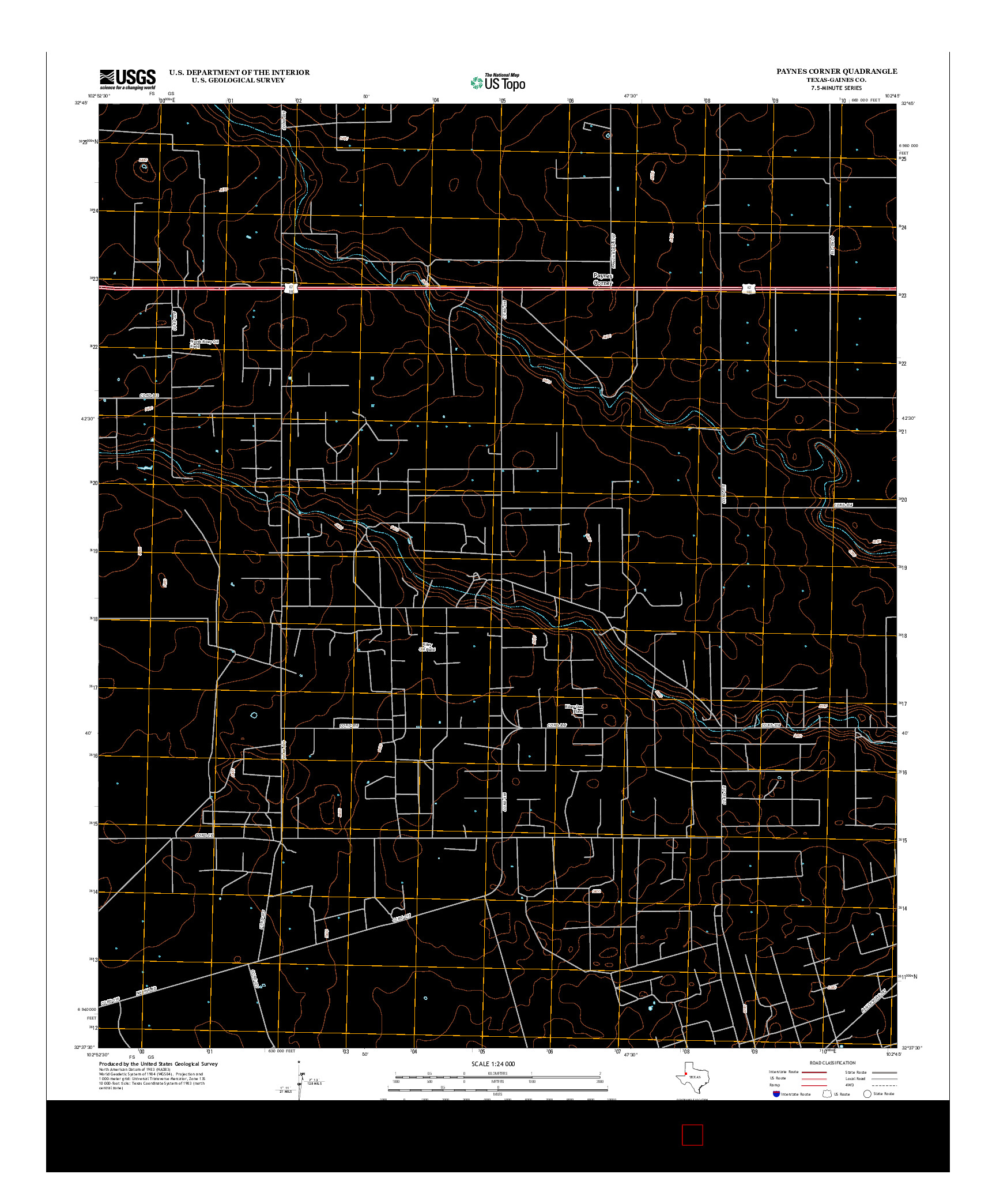 USGS US TOPO 7.5-MINUTE MAP FOR PAYNES CORNER, TX 2012