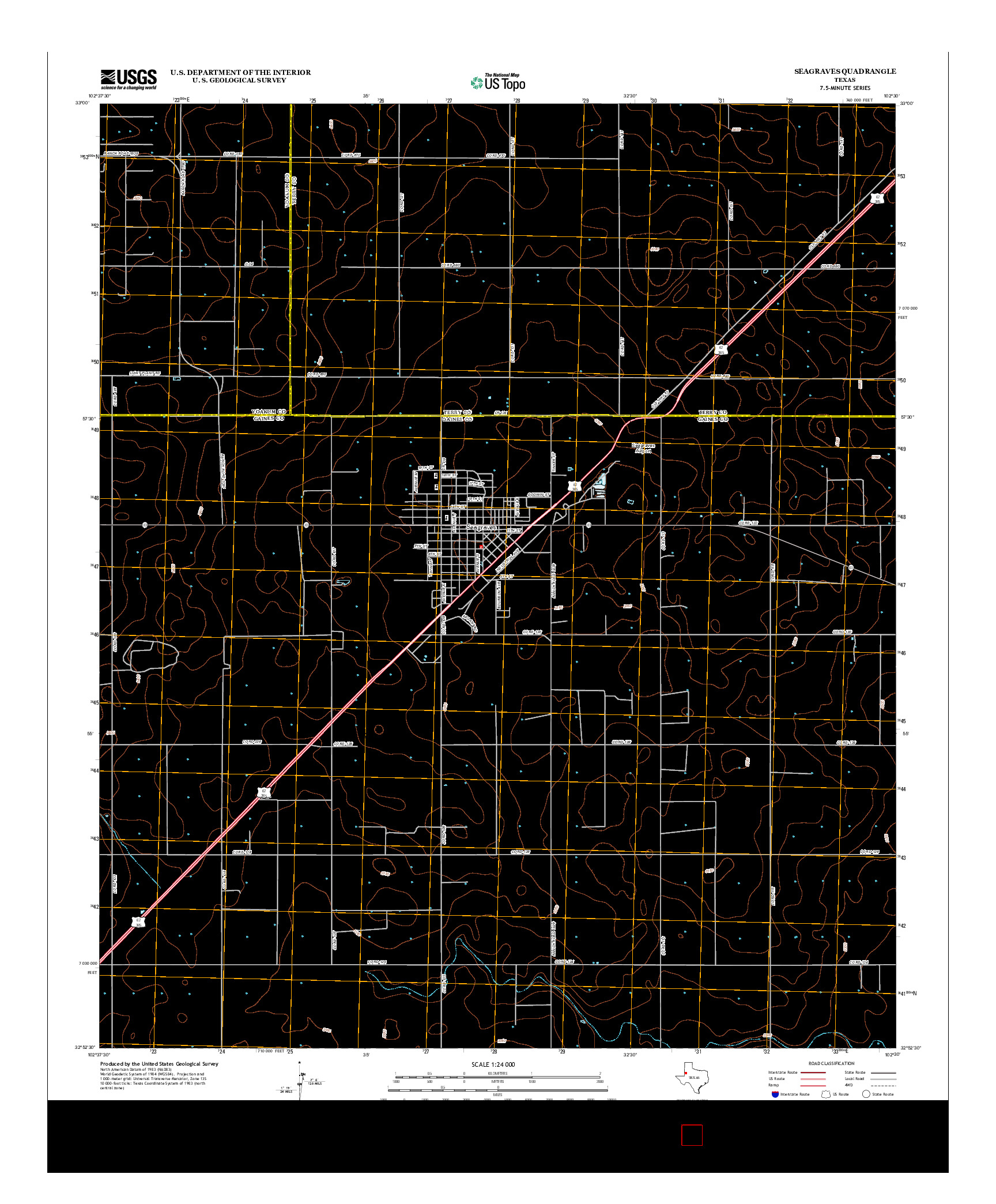 USGS US TOPO 7.5-MINUTE MAP FOR SEAGRAVES, TX 2012