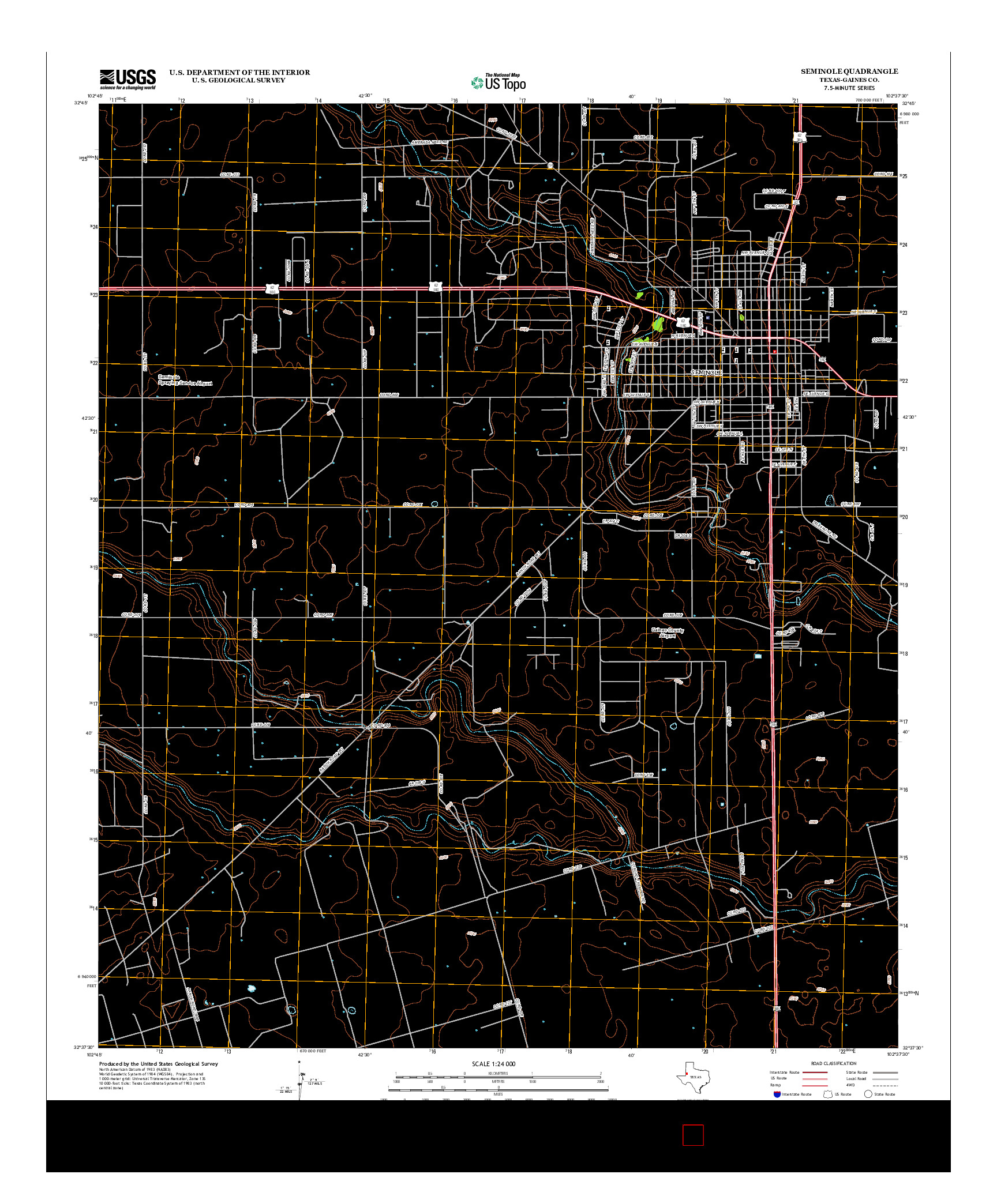 USGS US TOPO 7.5-MINUTE MAP FOR SEMINOLE, TX 2012