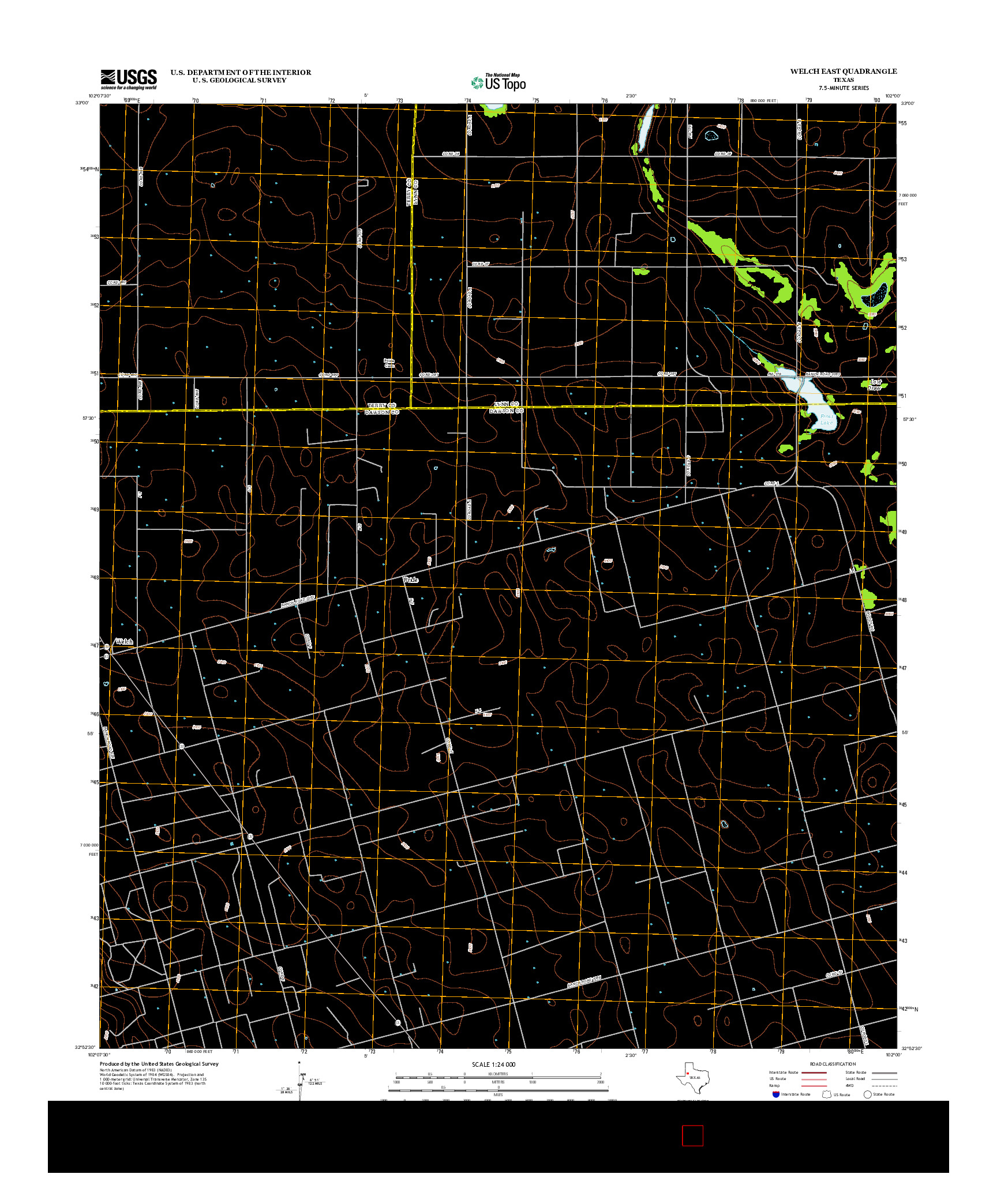 USGS US TOPO 7.5-MINUTE MAP FOR WELCH EAST, TX 2012