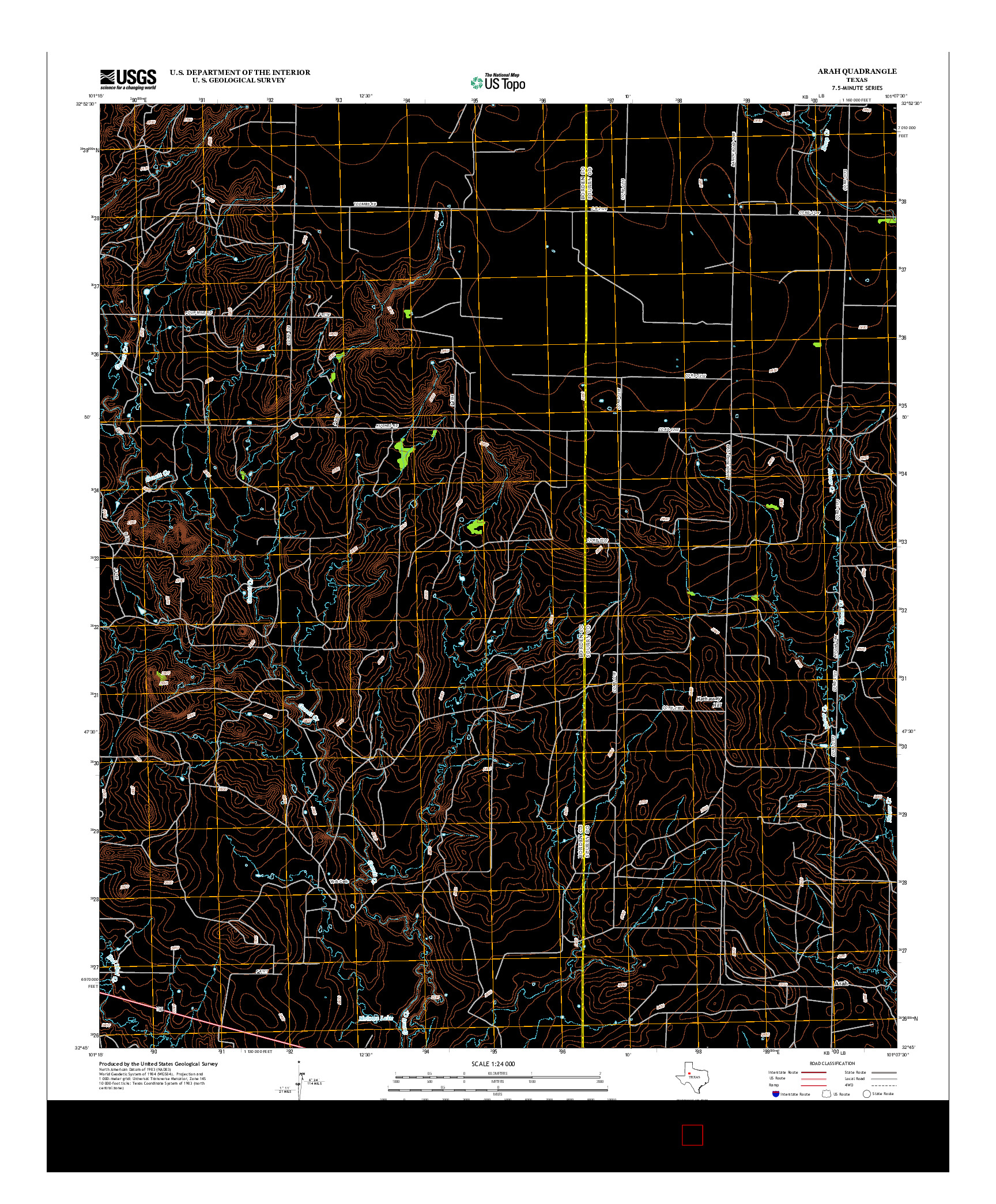 USGS US TOPO 7.5-MINUTE MAP FOR ARAH, TX 2012