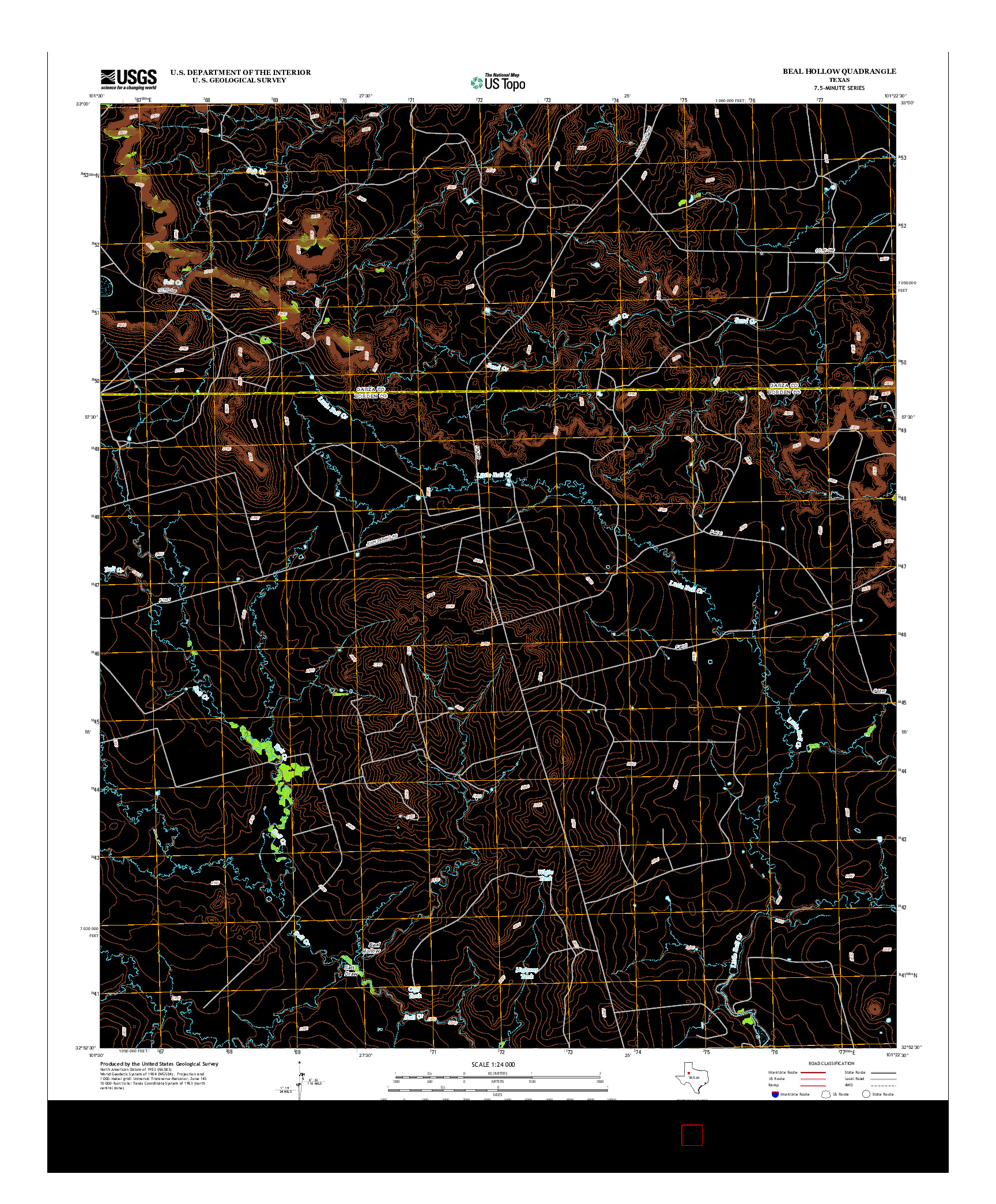 USGS US TOPO 7.5-MINUTE MAP FOR BEAL HOLLOW, TX 2012