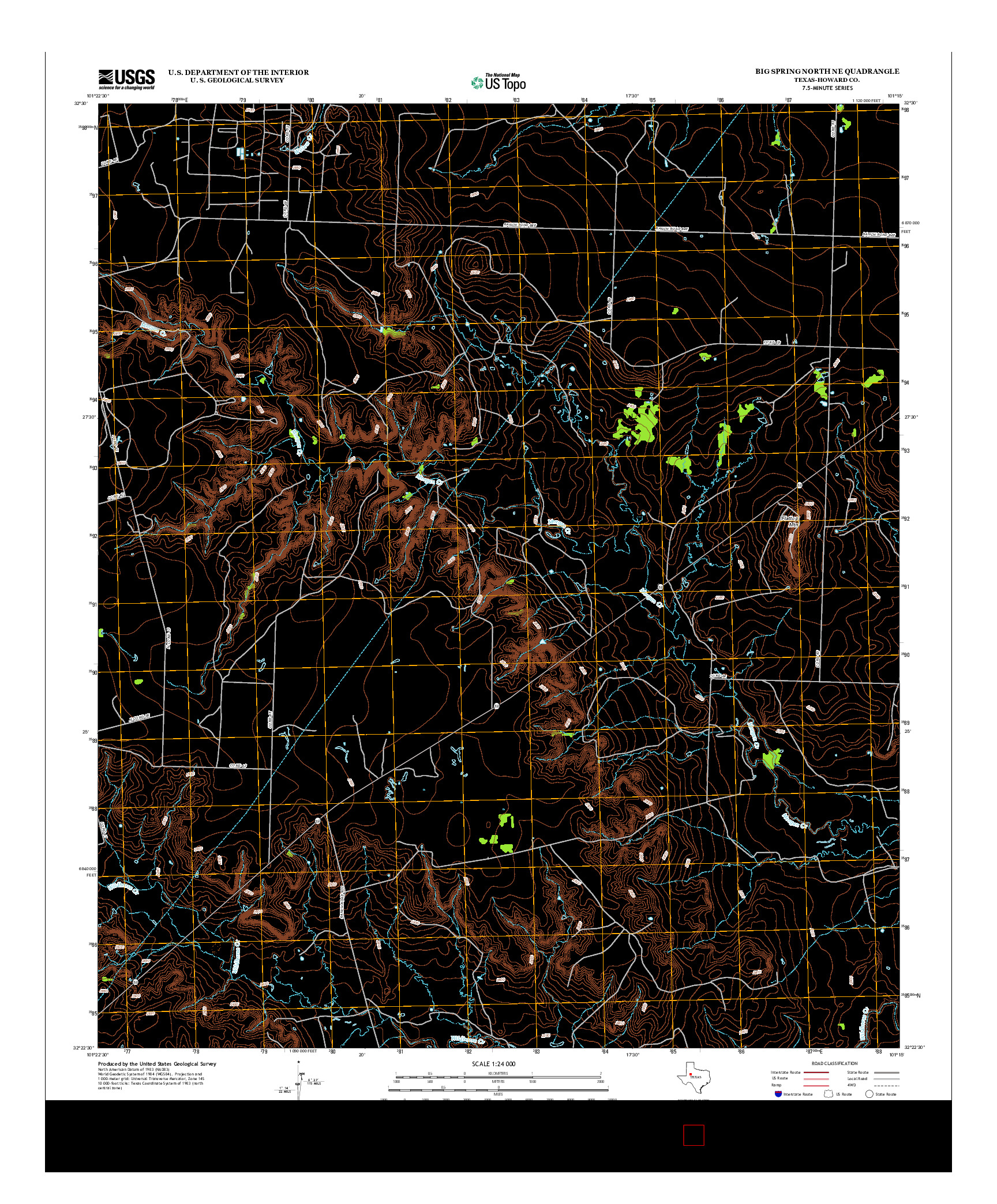 USGS US TOPO 7.5-MINUTE MAP FOR BIG SPRING NORTH NE, TX 2012