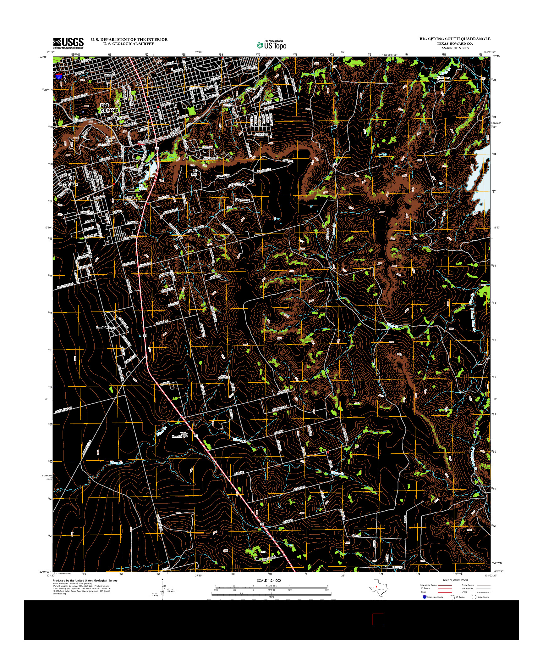 USGS US TOPO 7.5-MINUTE MAP FOR BIG SPRING SOUTH, TX 2012