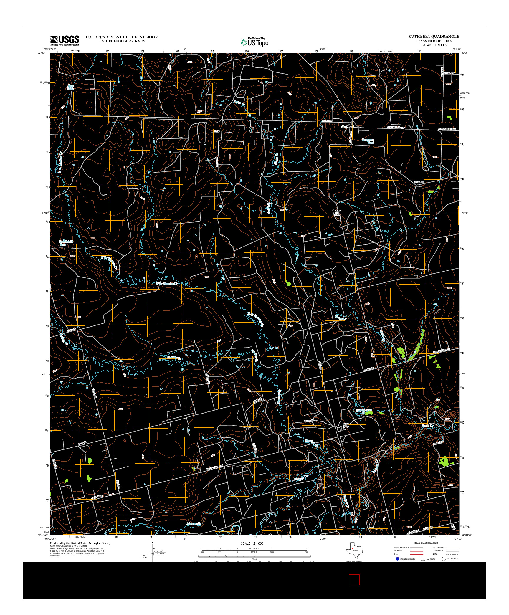 USGS US TOPO 7.5-MINUTE MAP FOR CUTHBERT, TX 2012