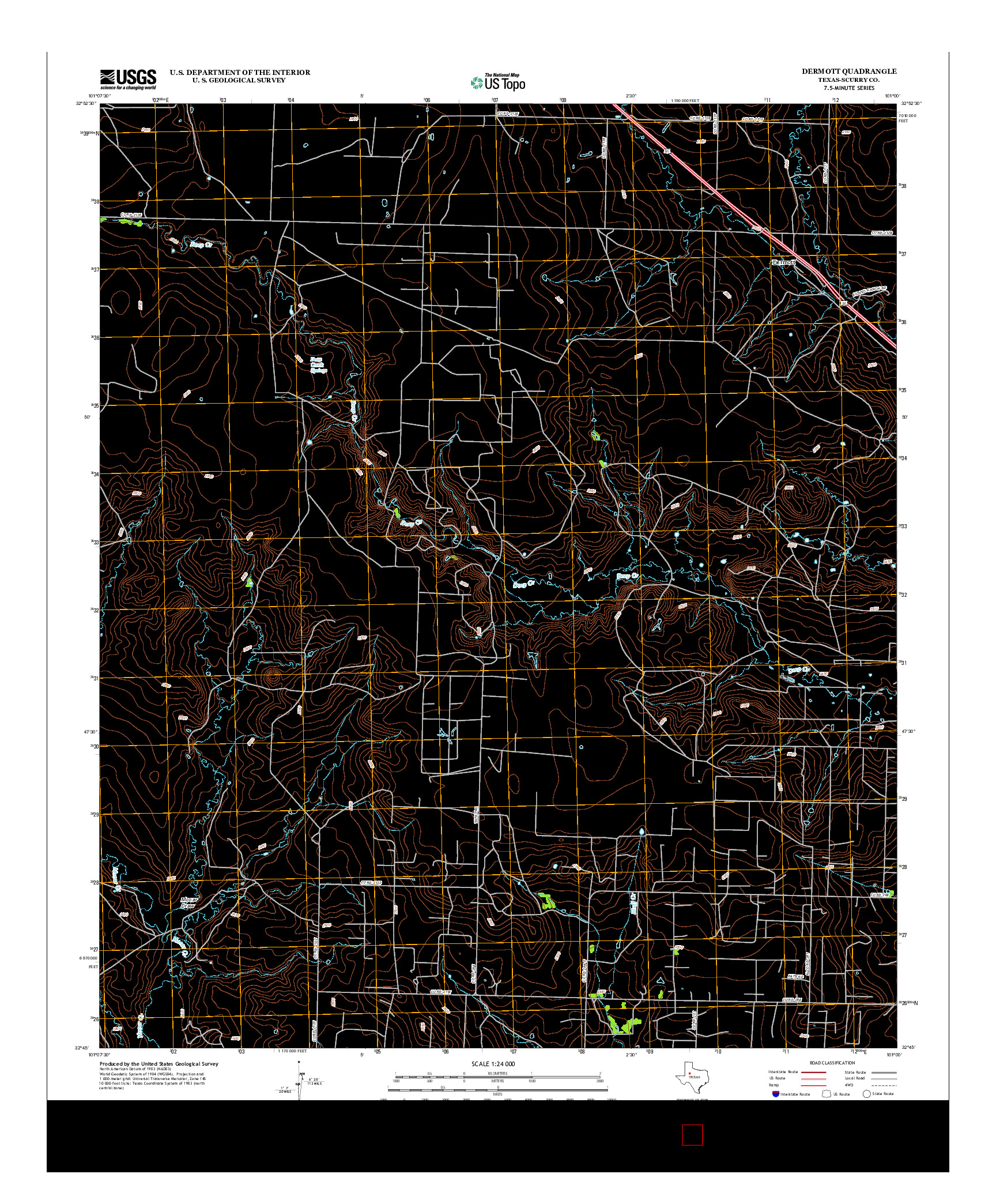 USGS US TOPO 7.5-MINUTE MAP FOR DERMOTT, TX 2012