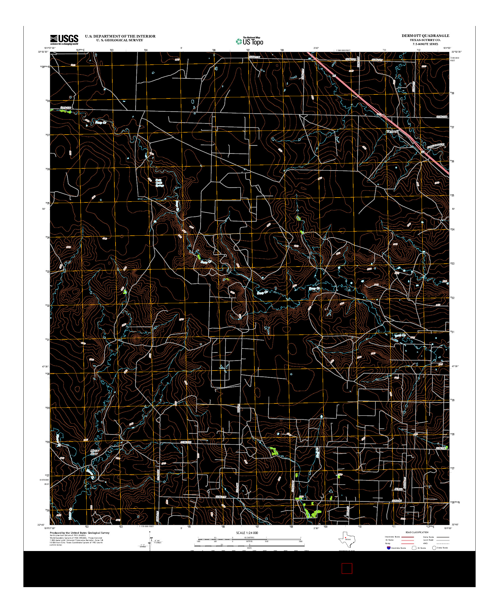 USGS US TOPO 7.5-MINUTE MAP FOR DERMOTT, TX 2012