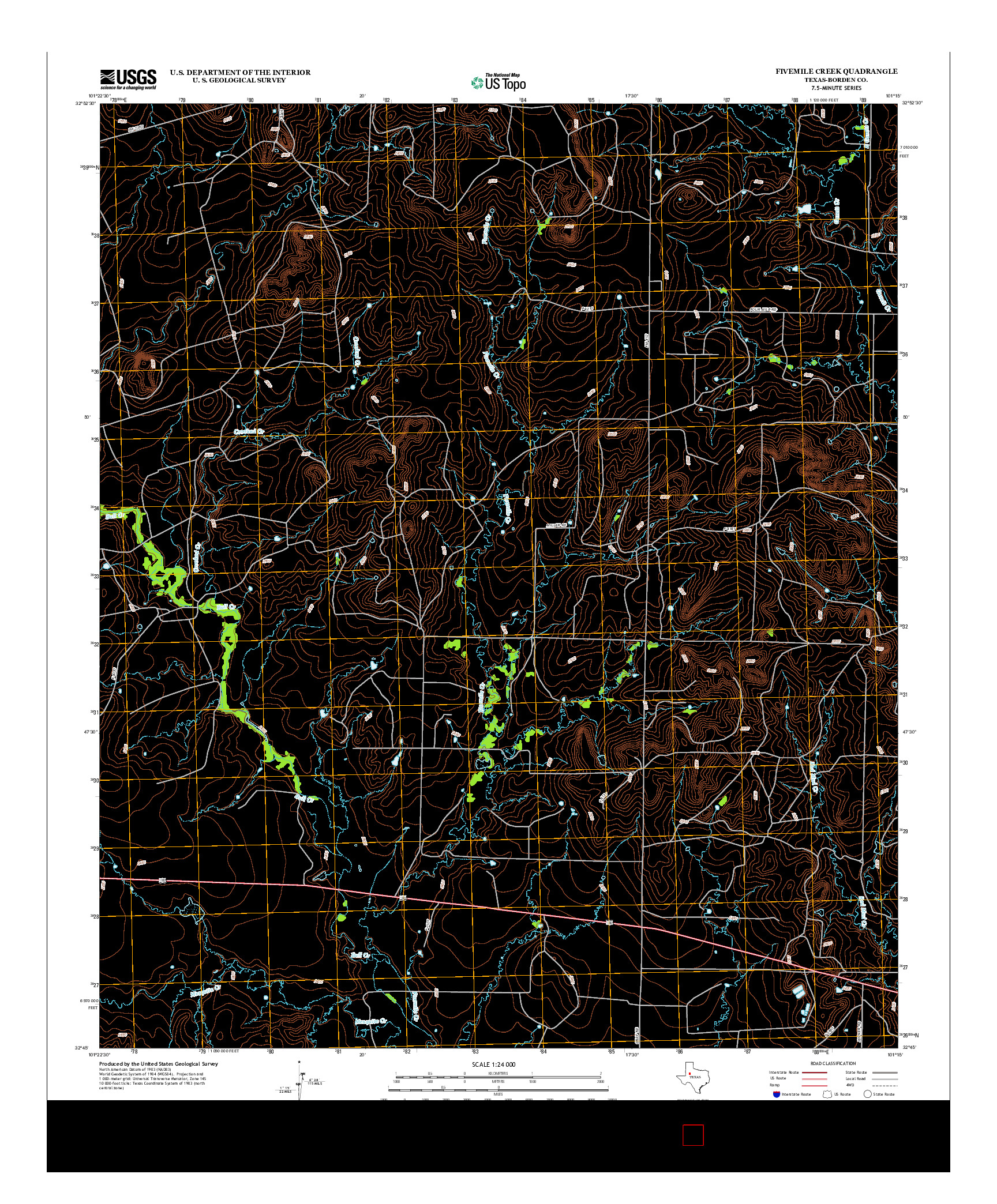 USGS US TOPO 7.5-MINUTE MAP FOR FIVEMILE CREEK, TX 2012