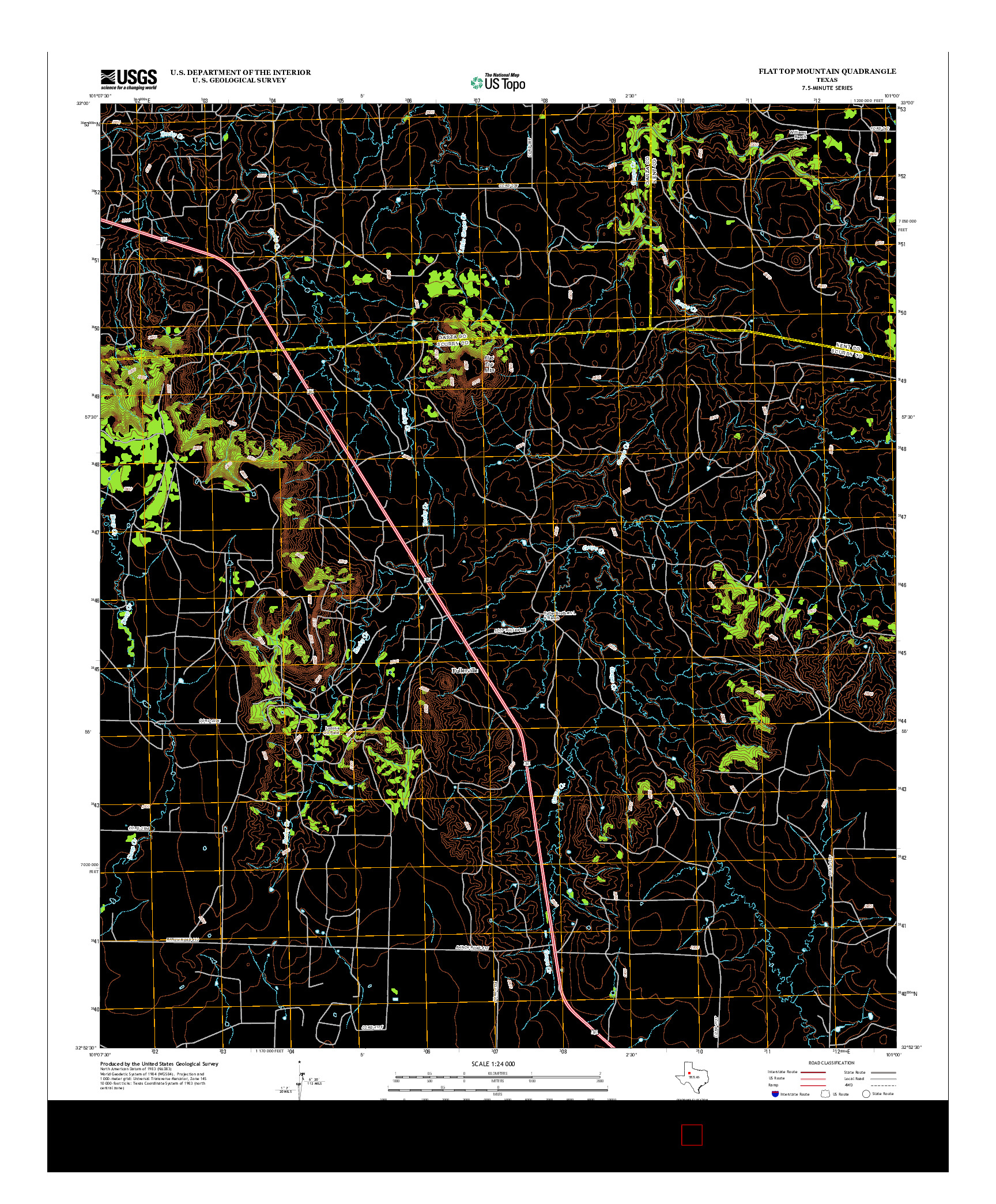 USGS US TOPO 7.5-MINUTE MAP FOR FLAT TOP MOUNTAIN, TX 2012