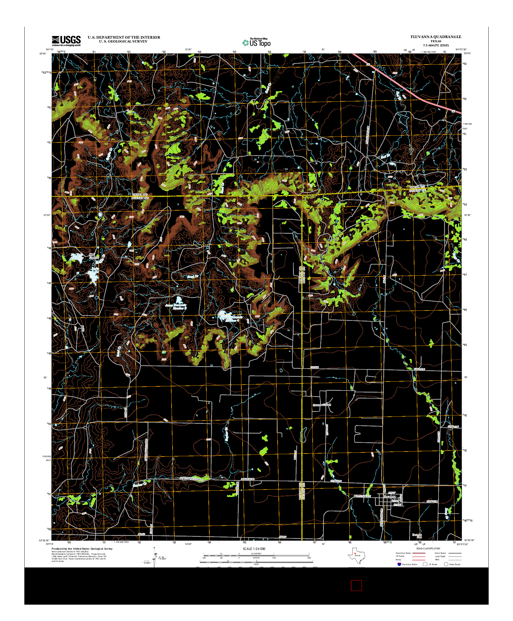 USGS US TOPO 7.5-MINUTE MAP FOR FLUVANNA, TX 2012