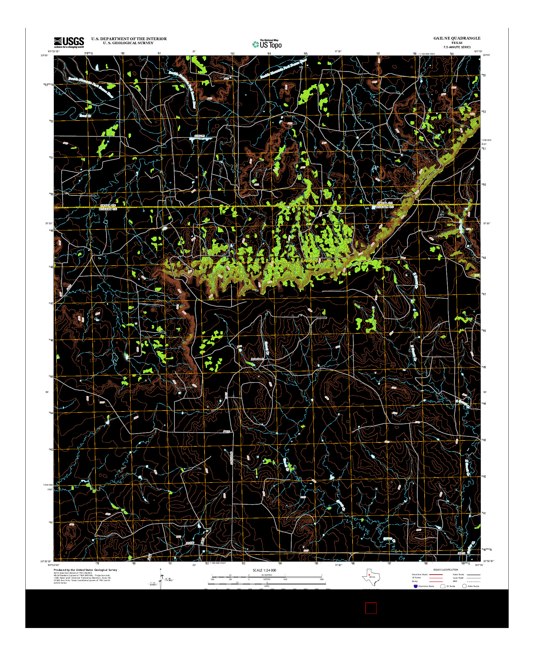 USGS US TOPO 7.5-MINUTE MAP FOR GAIL NE, TX 2012