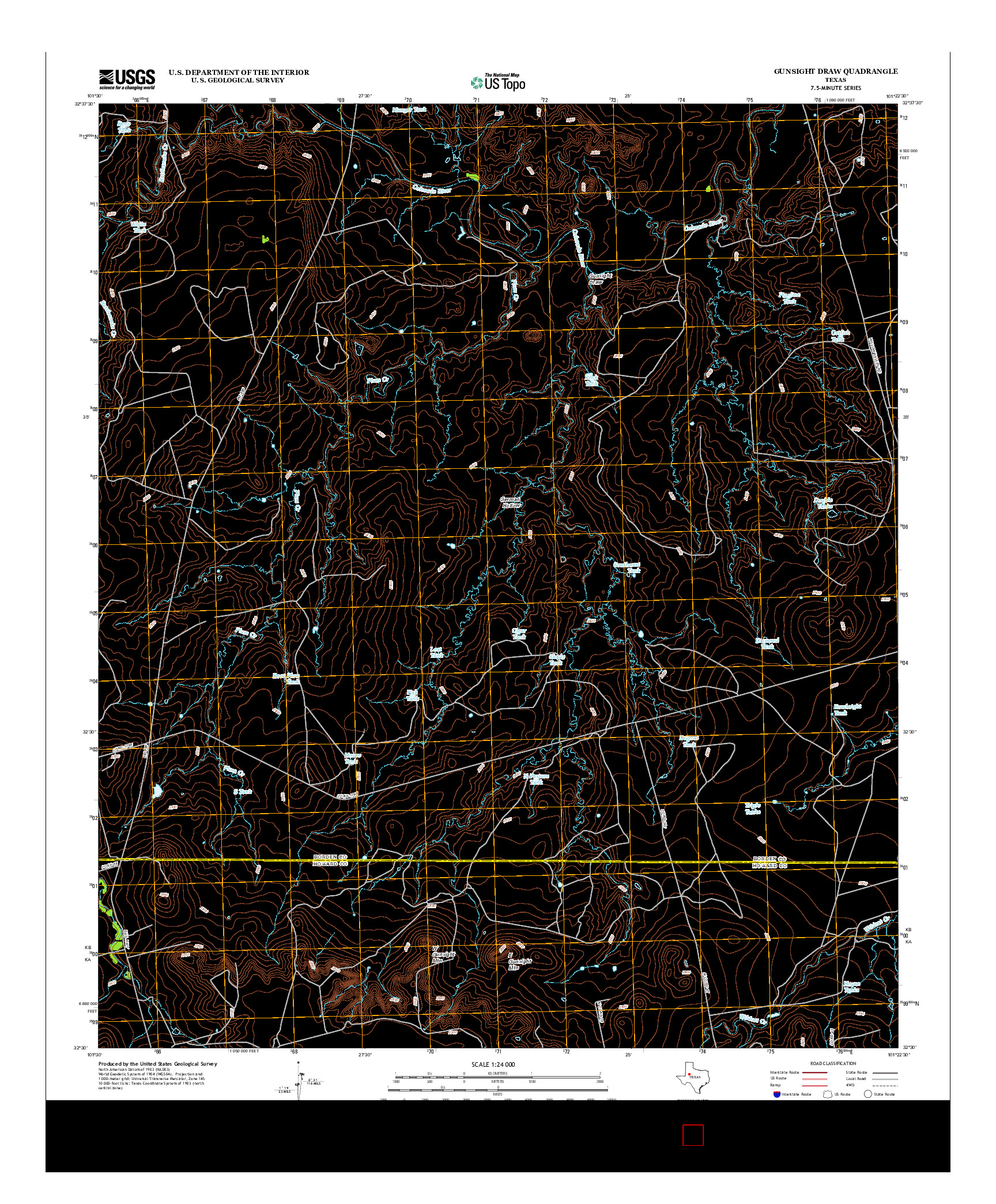 USGS US TOPO 7.5-MINUTE MAP FOR GUNSIGHT DRAW, TX 2012