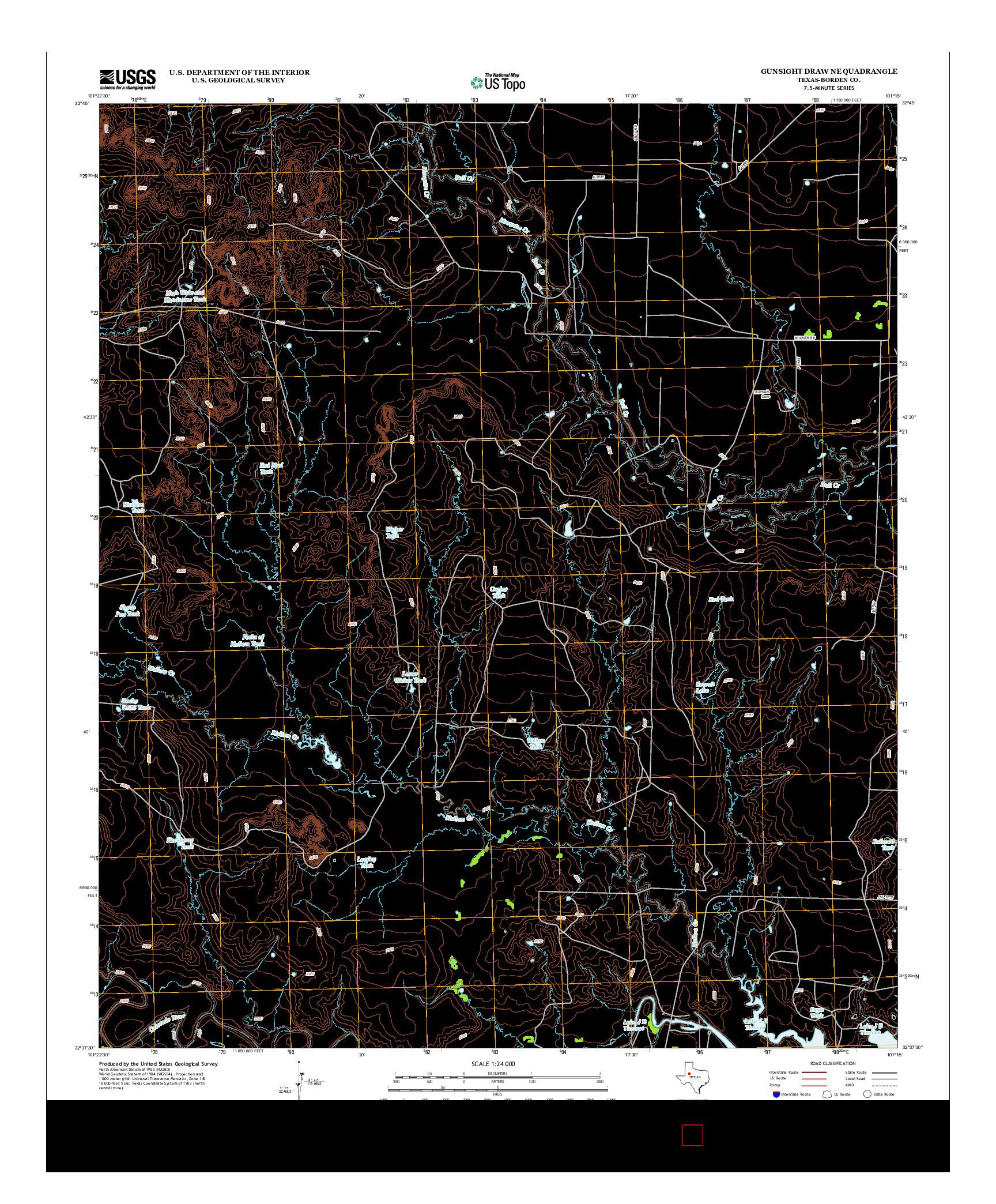 USGS US TOPO 7.5-MINUTE MAP FOR GUNSIGHT DRAW NE, TX 2012