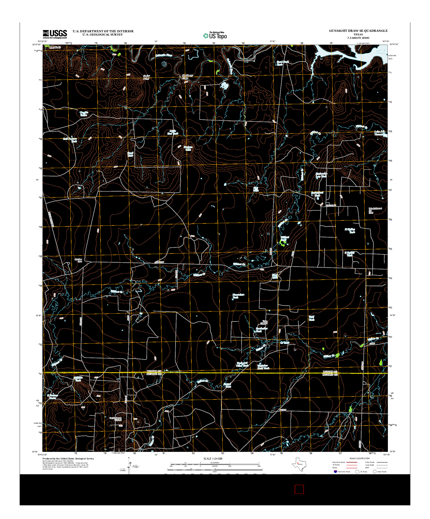 USGS US TOPO 7.5-MINUTE MAP FOR GUNSIGHT DRAW SE, TX 2012