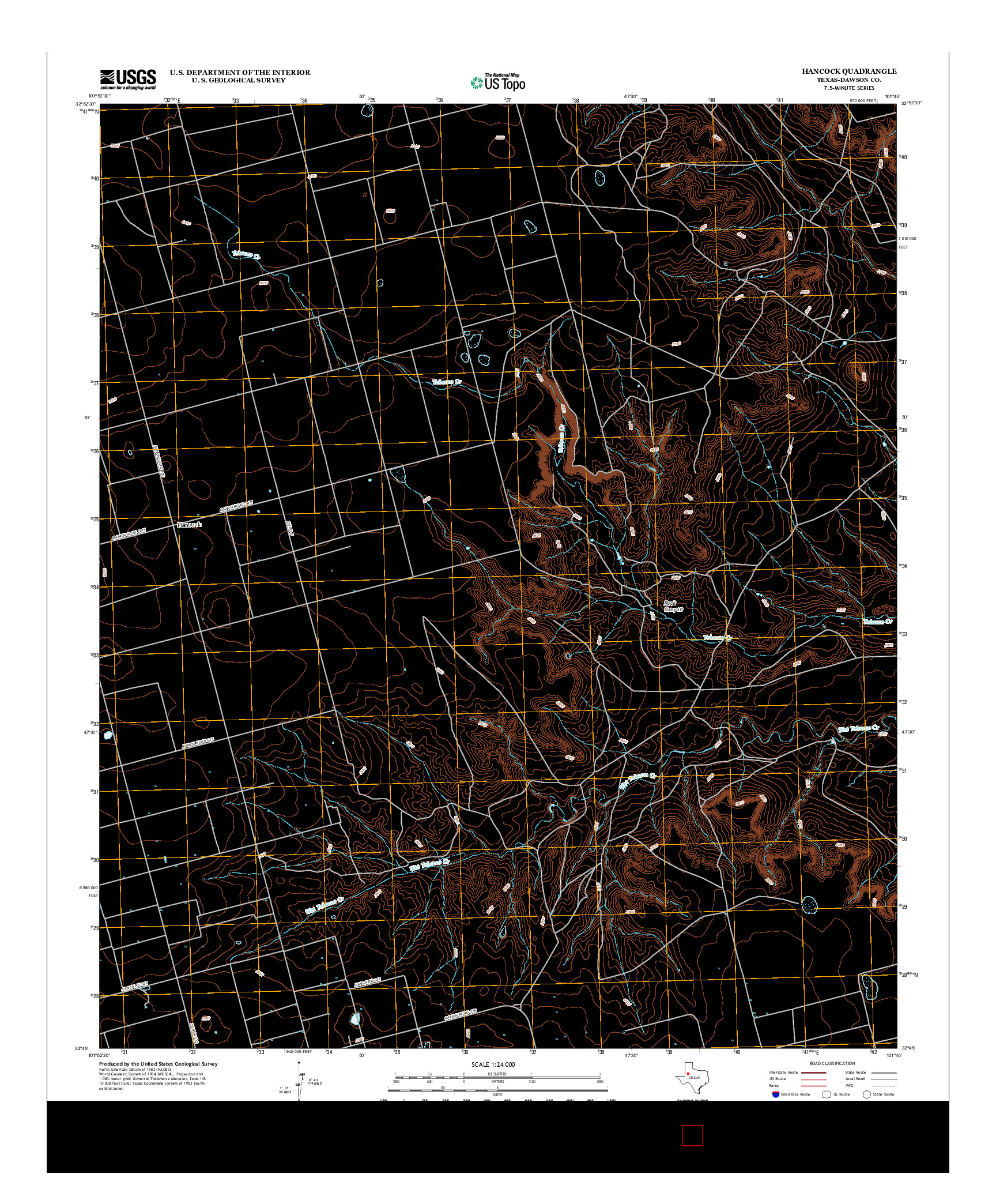 USGS US TOPO 7.5-MINUTE MAP FOR HANCOCK, TX 2012