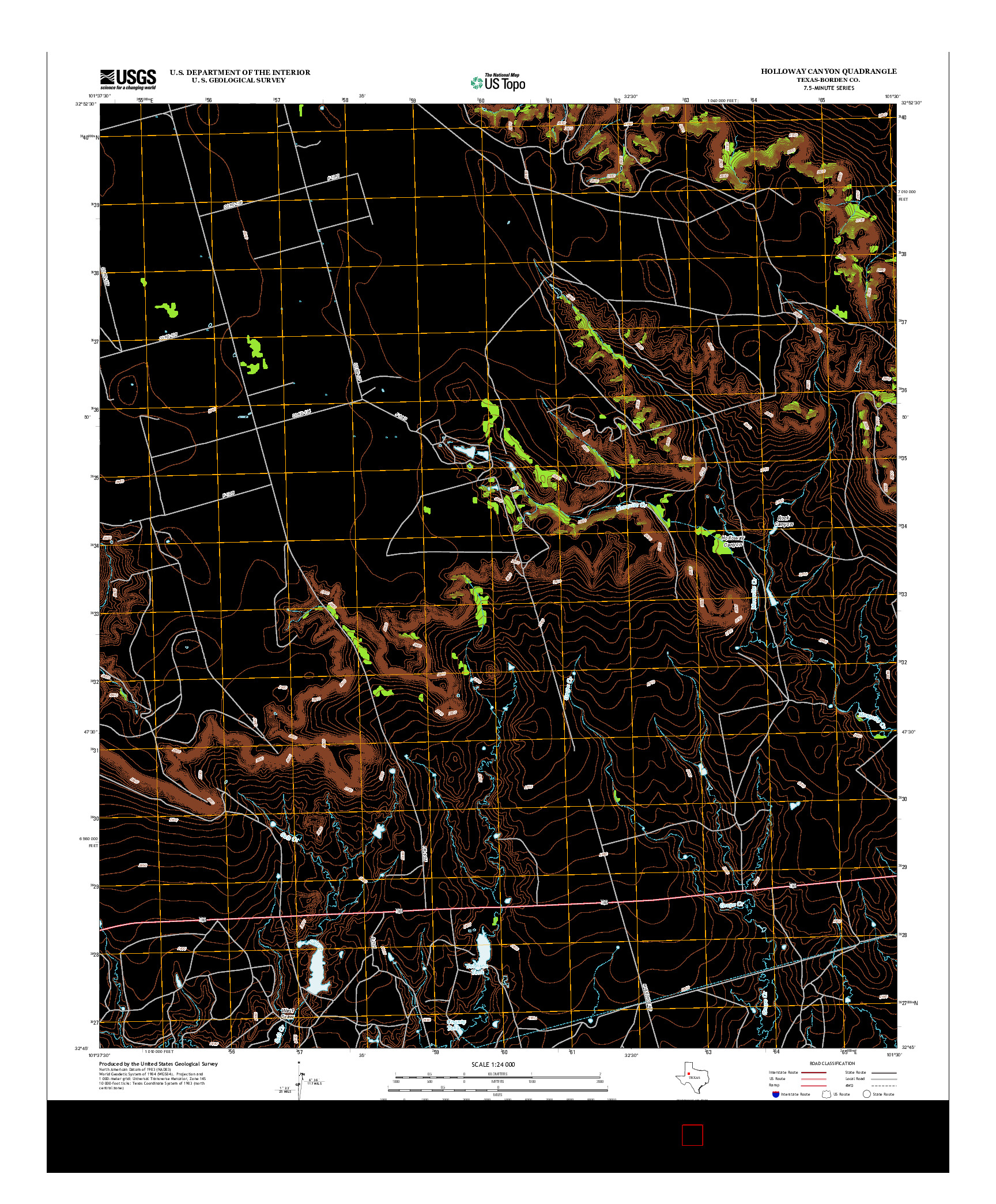 USGS US TOPO 7.5-MINUTE MAP FOR HOLLOWAY CANYON, TX 2012