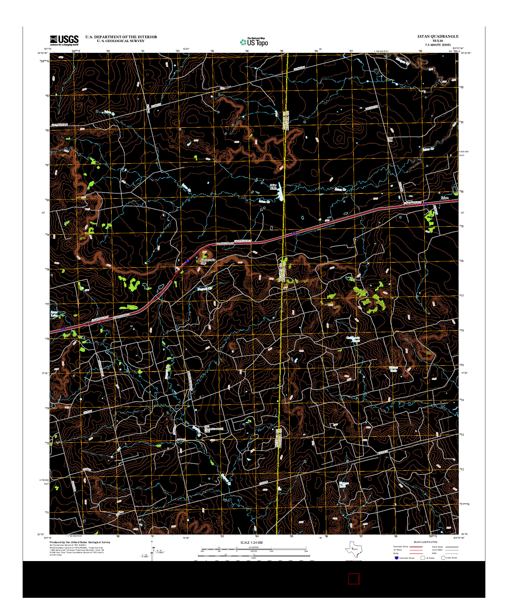 USGS US TOPO 7.5-MINUTE MAP FOR IATAN, TX 2012