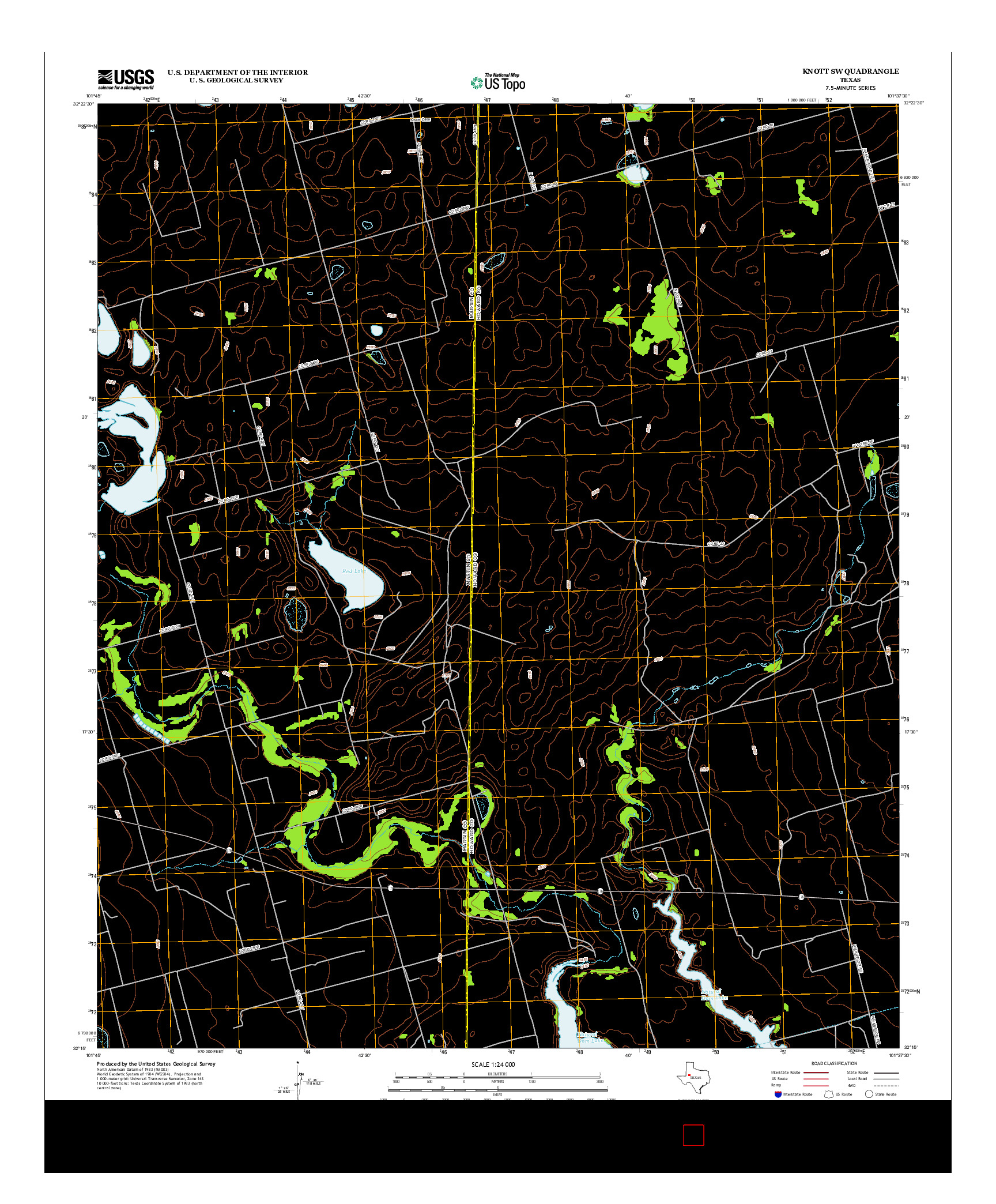 USGS US TOPO 7.5-MINUTE MAP FOR KNOTT SW, TX 2012