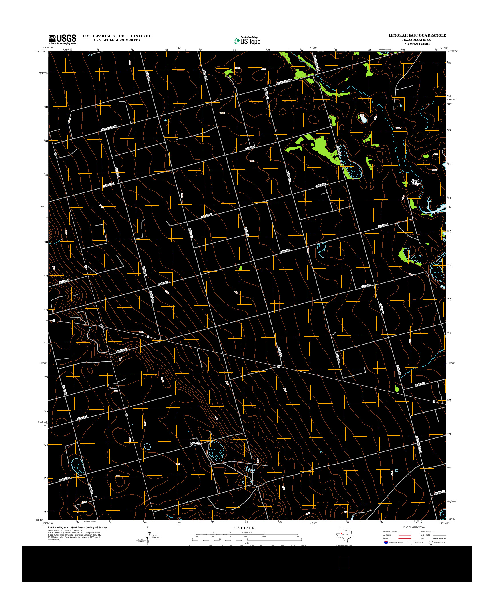 USGS US TOPO 7.5-MINUTE MAP FOR LENORAH EAST, TX 2012
