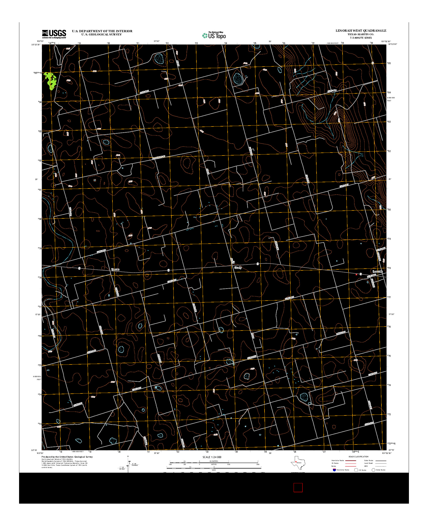 USGS US TOPO 7.5-MINUTE MAP FOR LENORAH WEST, TX 2012