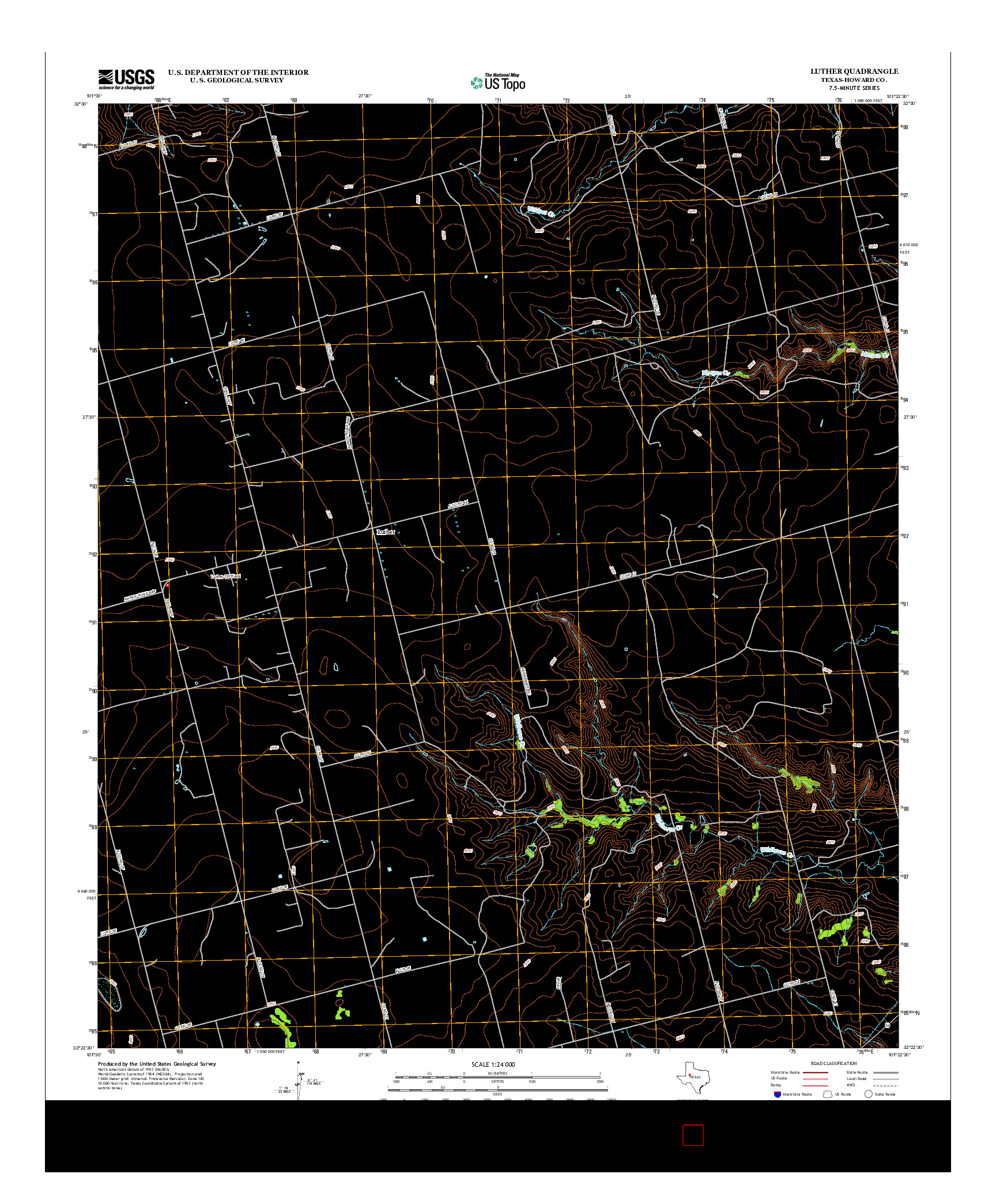 USGS US TOPO 7.5-MINUTE MAP FOR LUTHER, TX 2012
