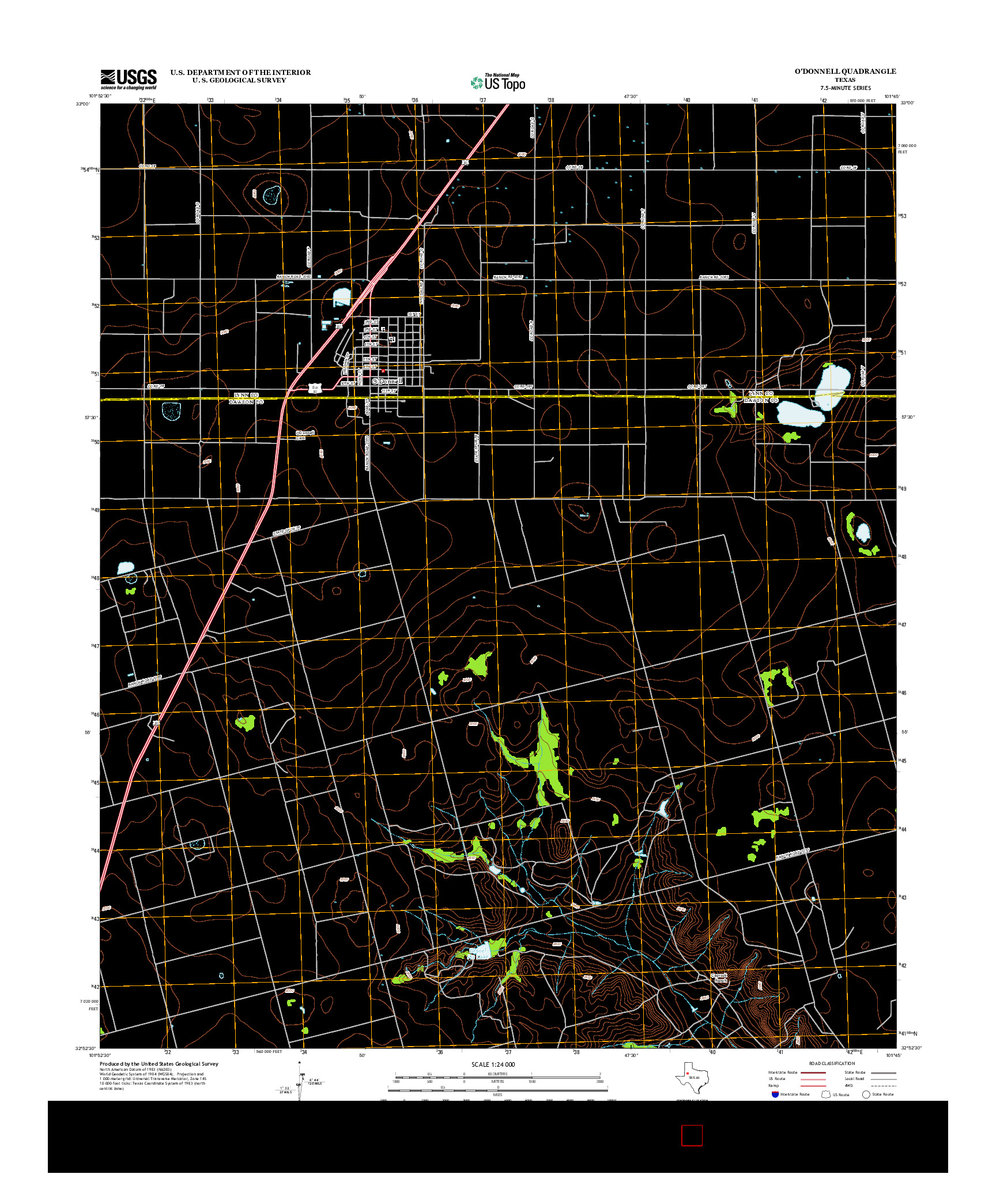 USGS US TOPO 7.5-MINUTE MAP FOR O'DONNELL, TX 2012