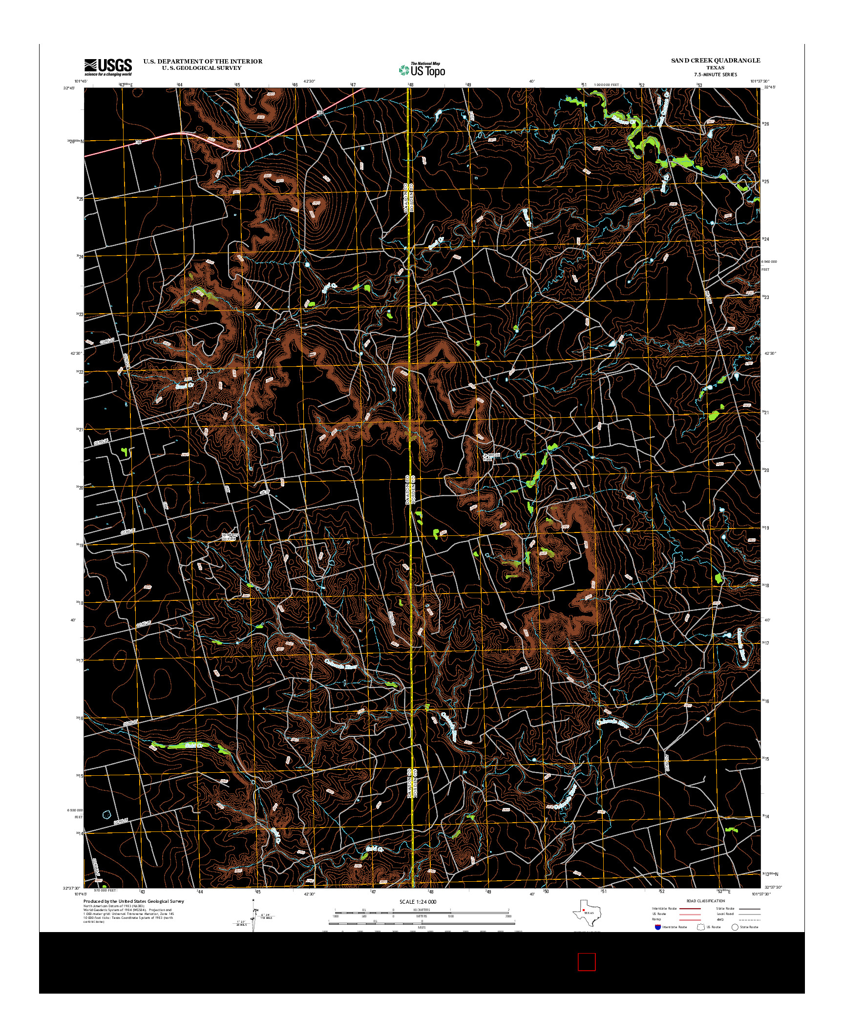 USGS US TOPO 7.5-MINUTE MAP FOR SAND CREEK, TX 2012