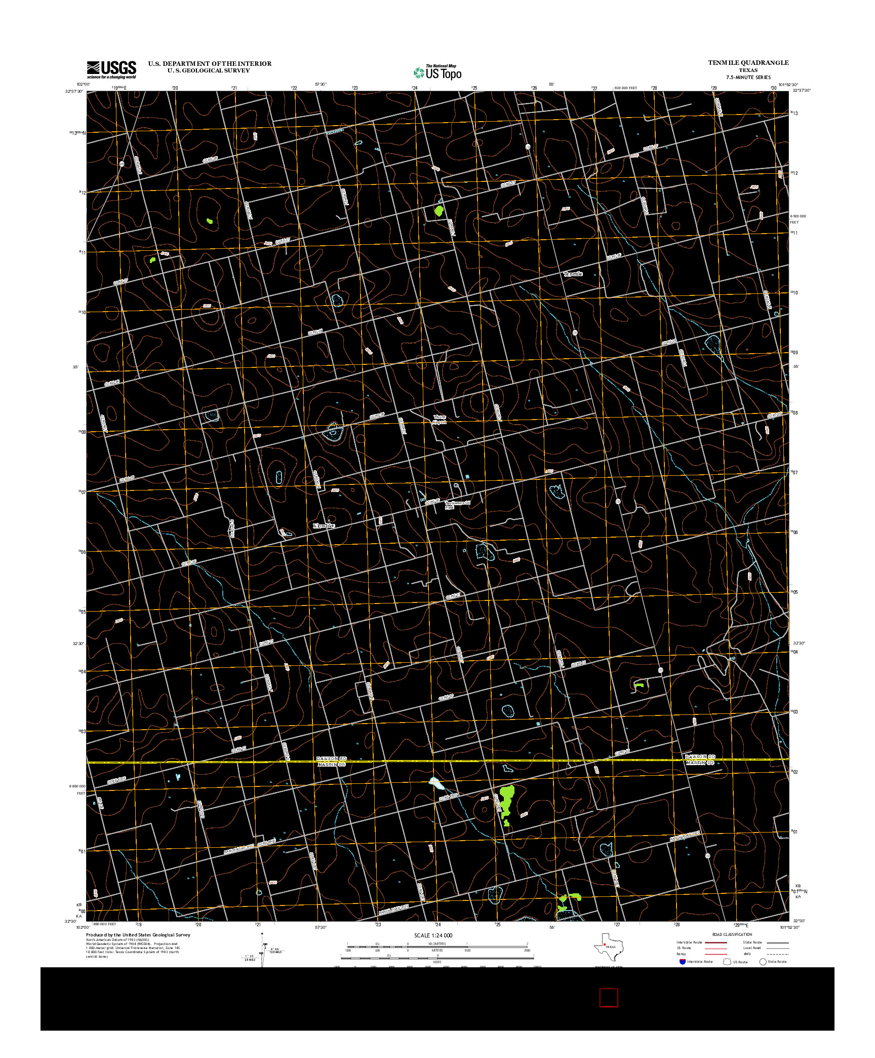 USGS US TOPO 7.5-MINUTE MAP FOR TENMILE, TX 2012