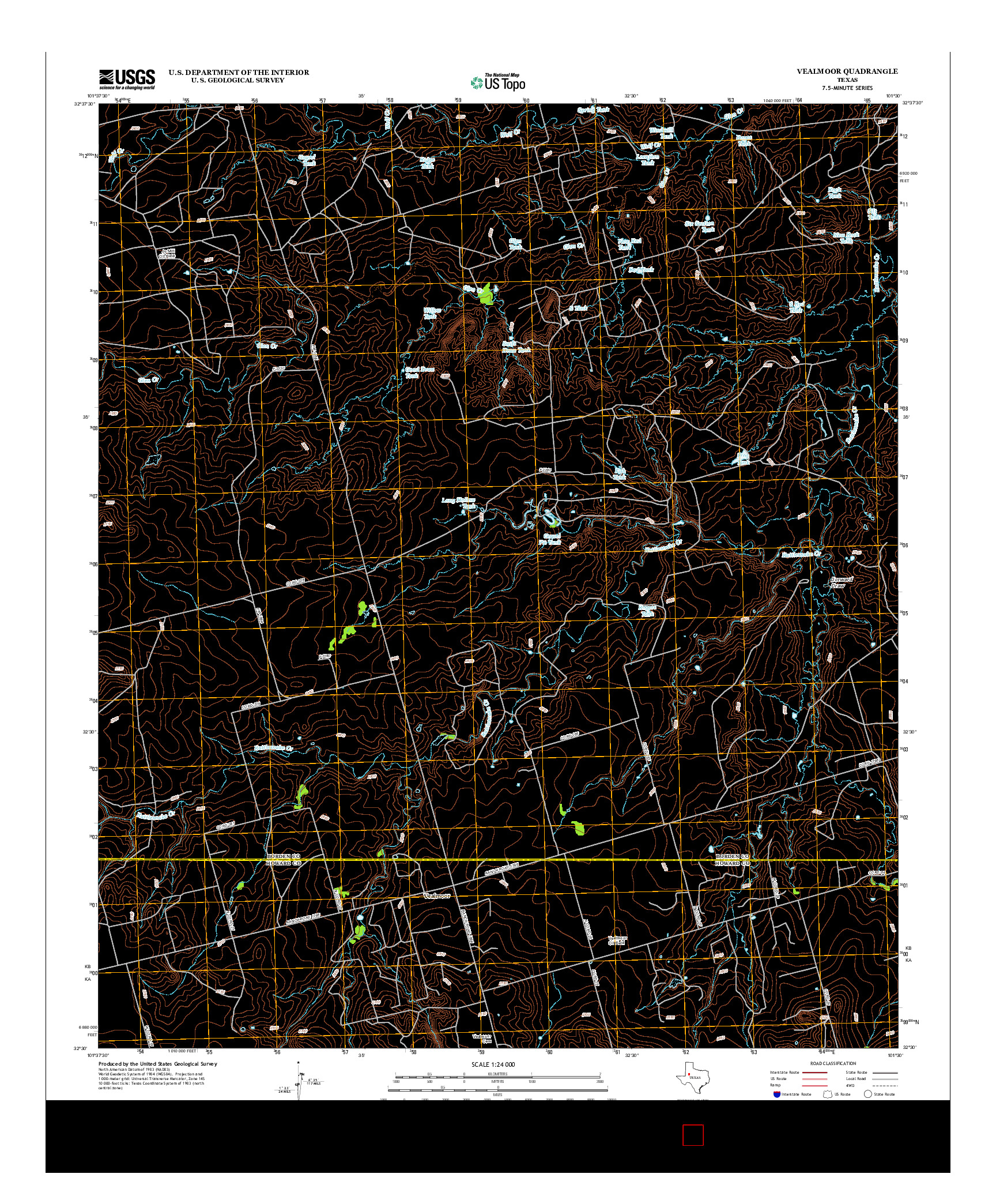 USGS US TOPO 7.5-MINUTE MAP FOR VEALMOOR, TX 2012